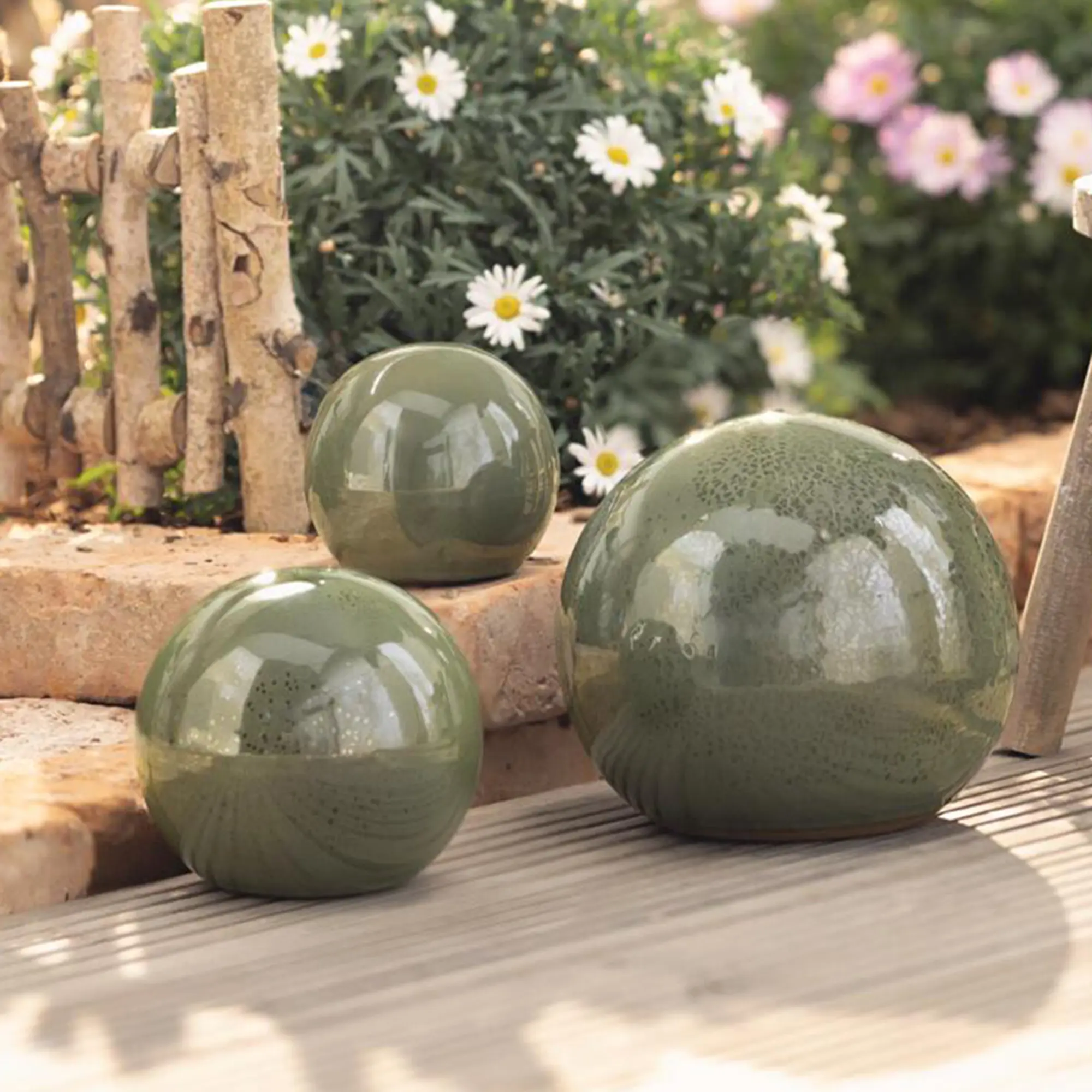 Acheter Lot de 3 boules décoratives "Jardin d'oliviers"  dans la boutique en ligne de Frank Flechtwaren pour Boules décoratives
