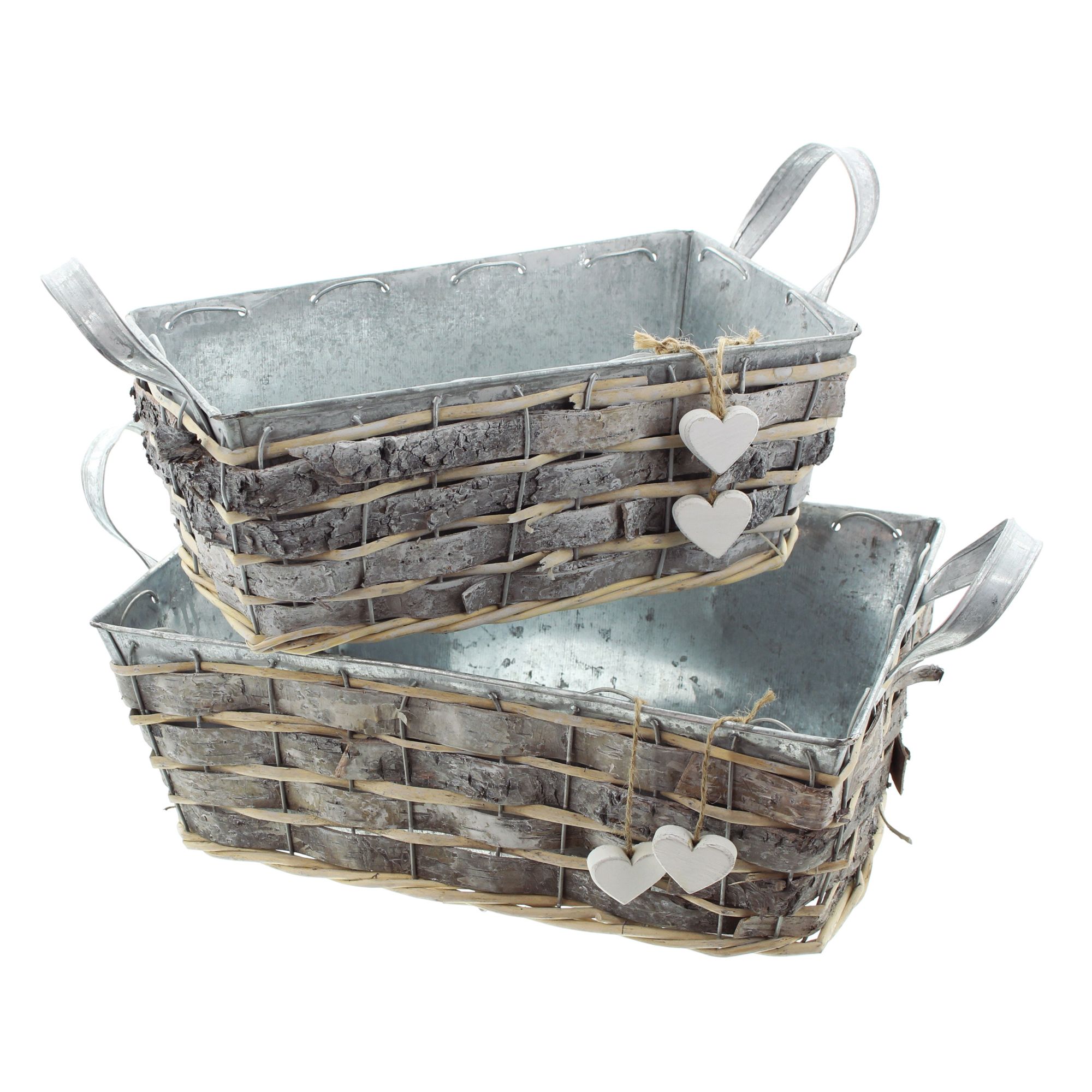 Acheter Lot de 2 jardinières "coeur blanc"  dans la boutique en ligne de Frank Flechtwaren pour Automne