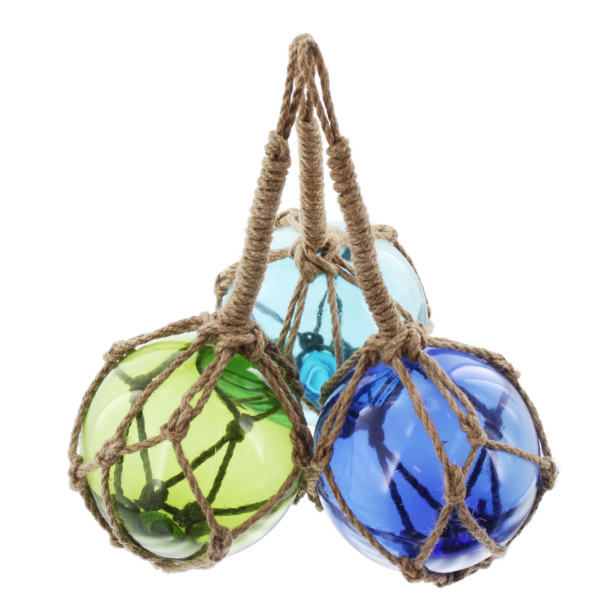 Acheter Lot de 3 boules en verre "filet" dans la boutique en ligne de Frank Flechtwaren pour Un air de vacances Acheter Lot de 3 boules en verre "filet" dans la boutique en ligne de Frank Flechtwaren pour Un air de vacances
