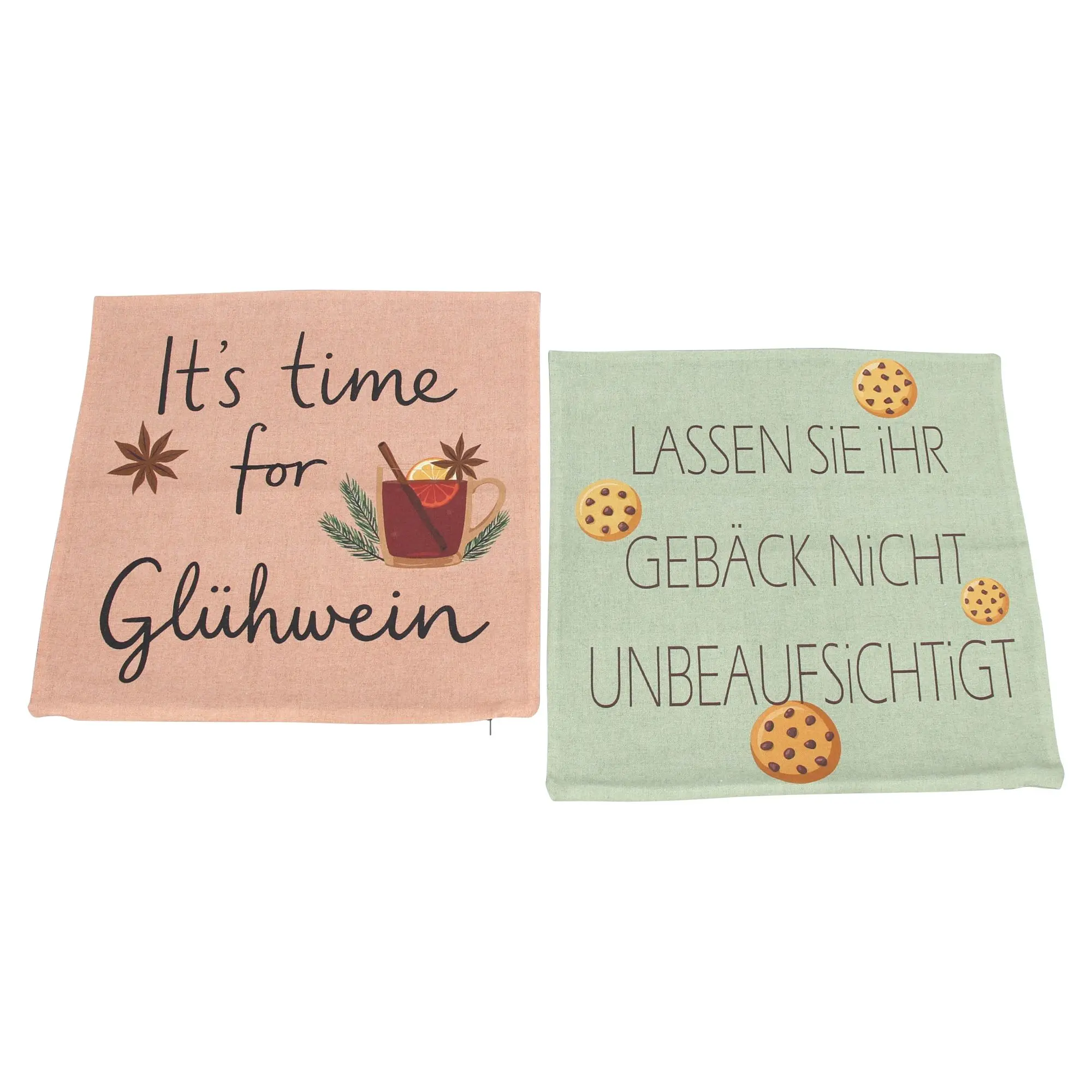 Acheter Housse de coussin « Glühwein &amp; Cookies », lot de 2 dans la boutique en ligne de Frank Flechtwaren pour Coussins &amp; remplissages