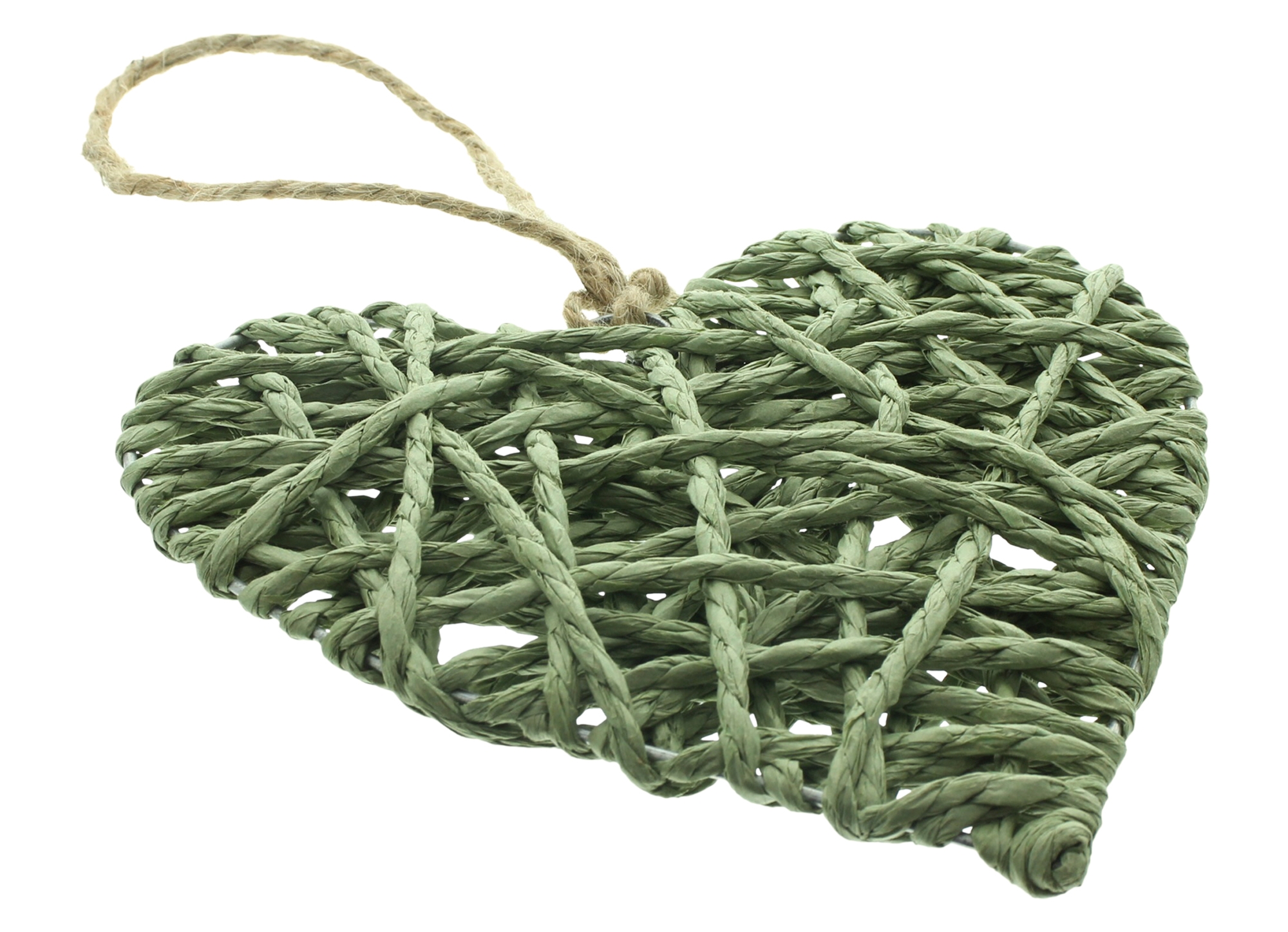 Acheter Lot de 4 suspensions coeur "vert olive"  dans la boutique en ligne de Frank Flechtwaren pour Nouvel arrivage