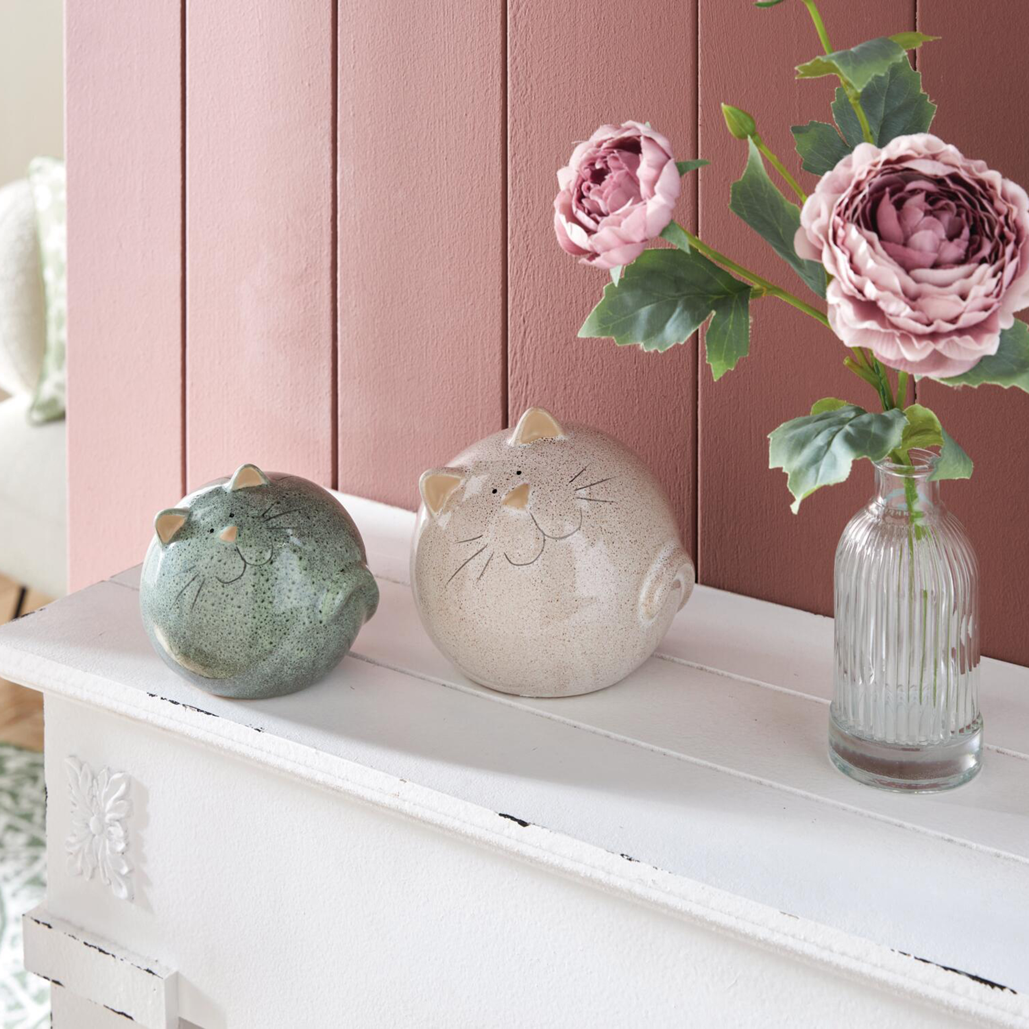 Acheter Lot de 2 figurines de déco "minou rond"  dans la boutique en ligne de Frank Flechtwaren