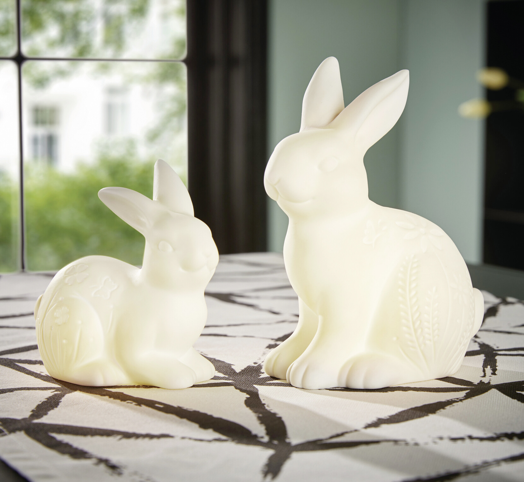 Acheter Lot de 2 lapins LED "prairie fleurie"  dans la boutique en ligne de Frank Flechtwaren