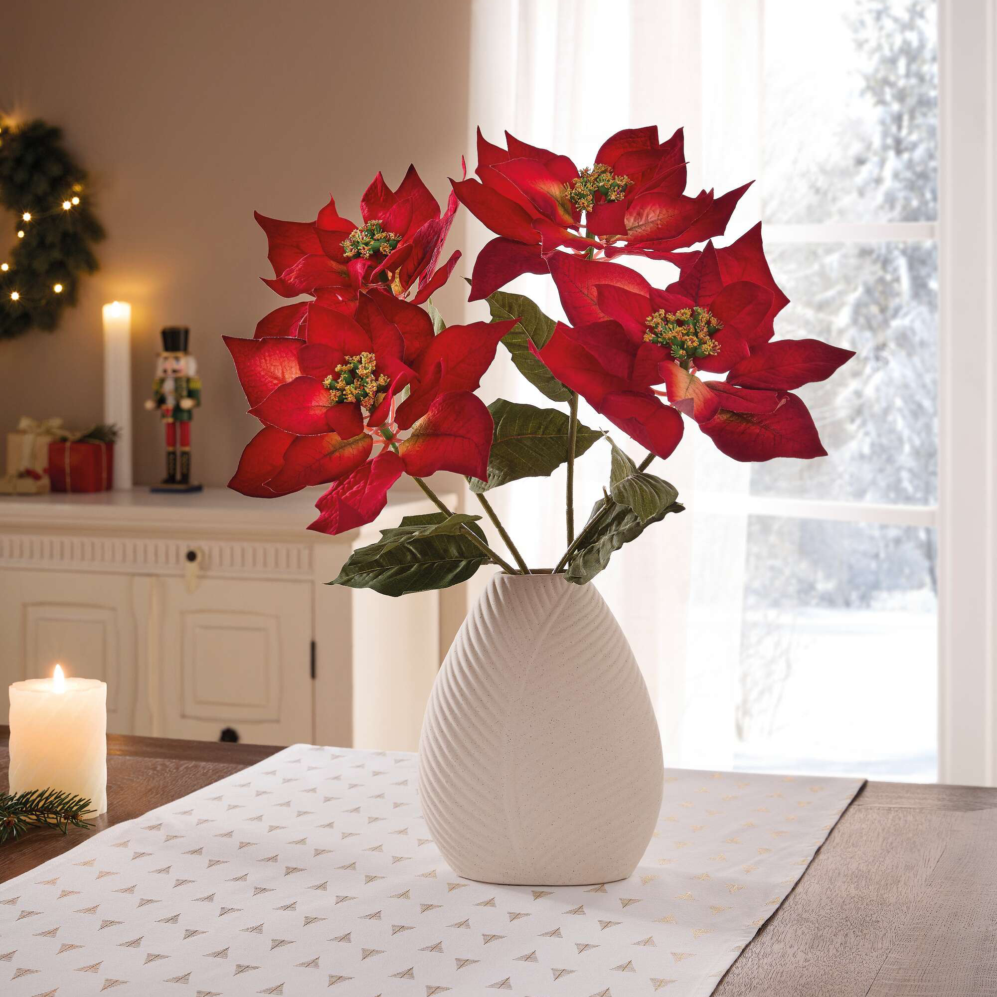 Acheter Lot de 2 fleurs artificielles "poinsettia"  dans la boutique en ligne de Frank Flechtwaren pour Noël
