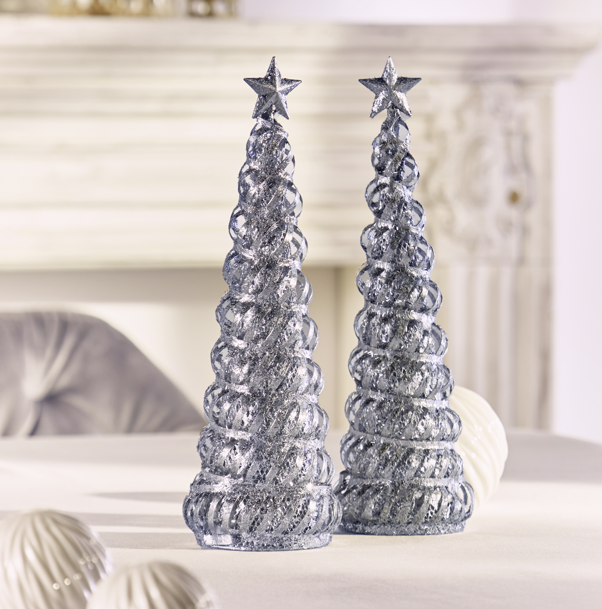 Acheter Lot de 2 sapins " étoile argentée"  dans la boutique en ligne de Frank Flechtwaren