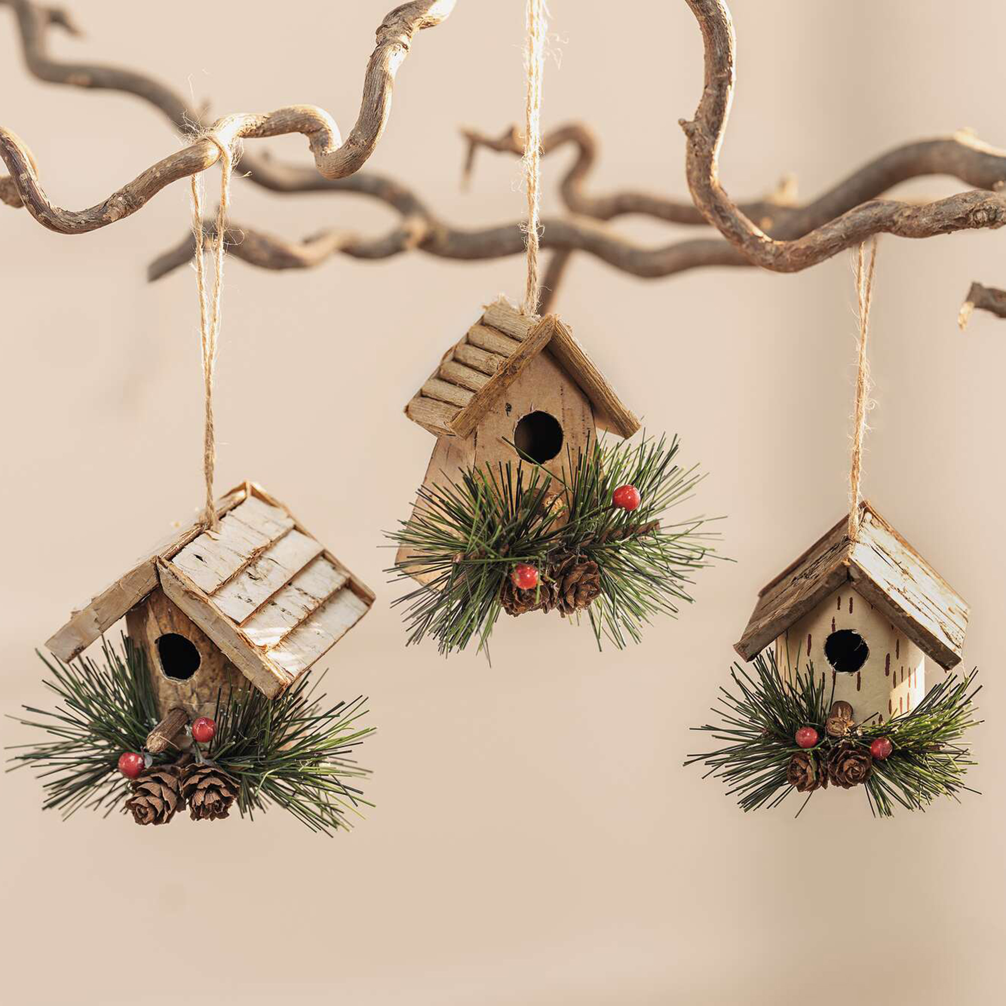 Acheter Lot de 3 suspensions "maisons d'oiseaux"  dans la boutique en ligne de Frank Flechtwaren