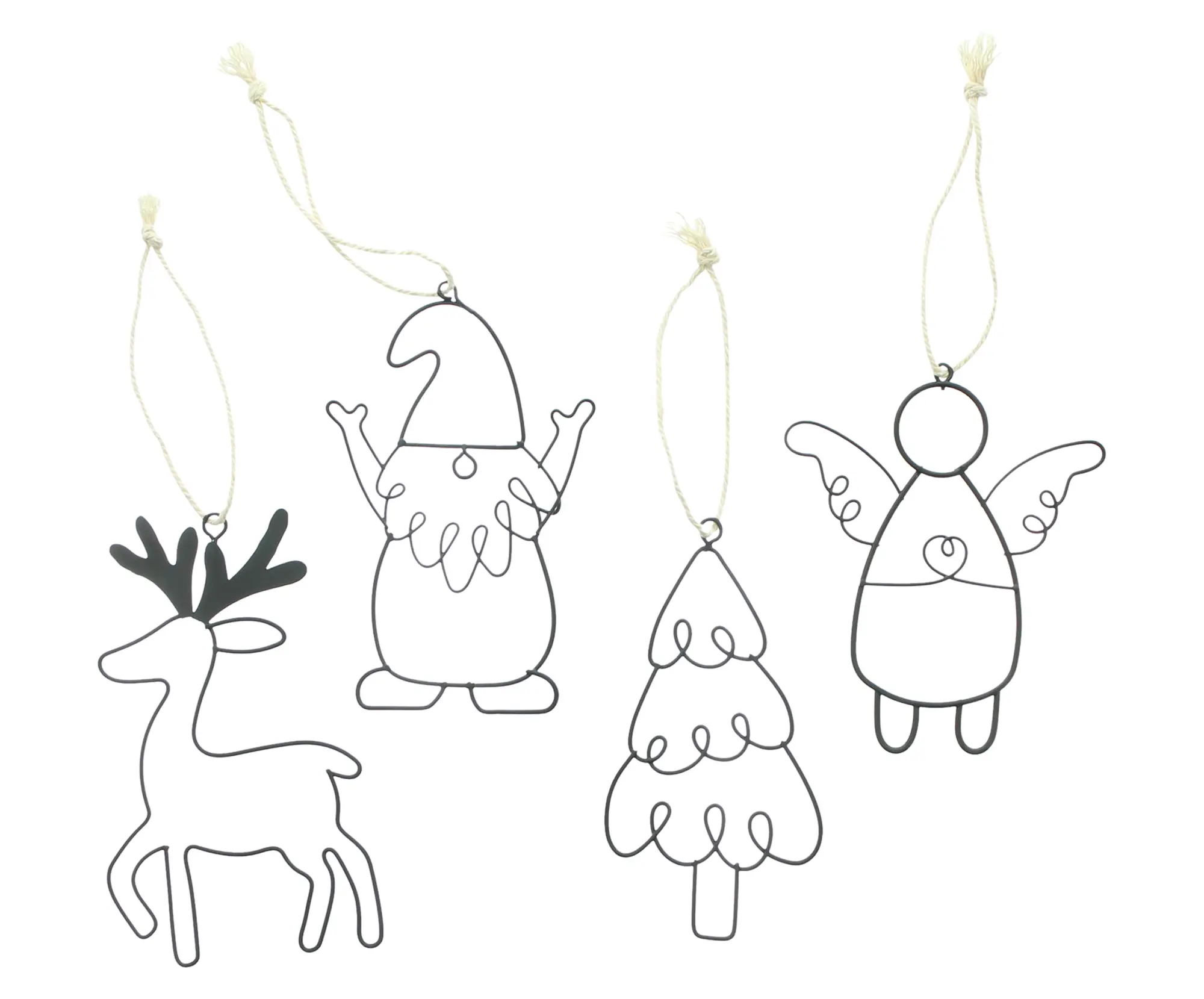 Acheter Lot de 4 suspensions de Noël "Black"  dans la boutique en ligne de Frank Flechtwaren pour Baumschmuck