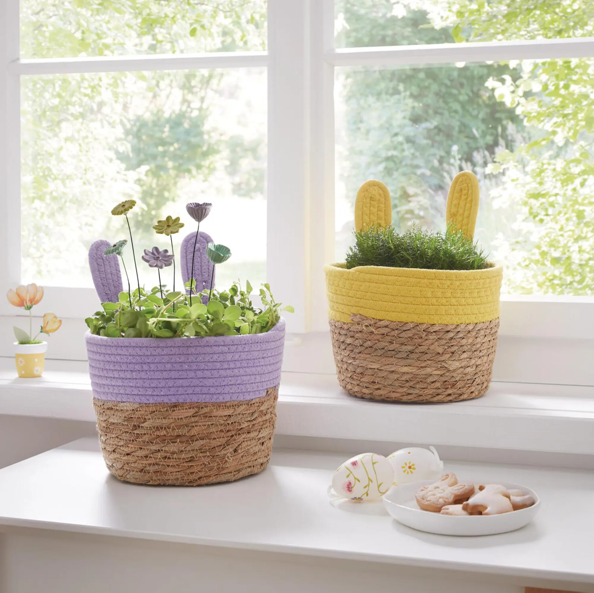 Acheter Lot d 2 paniers de pâques "oreilles de lapin"  dans la boutique en ligne de Frank Flechtwaren pour Tons pastel