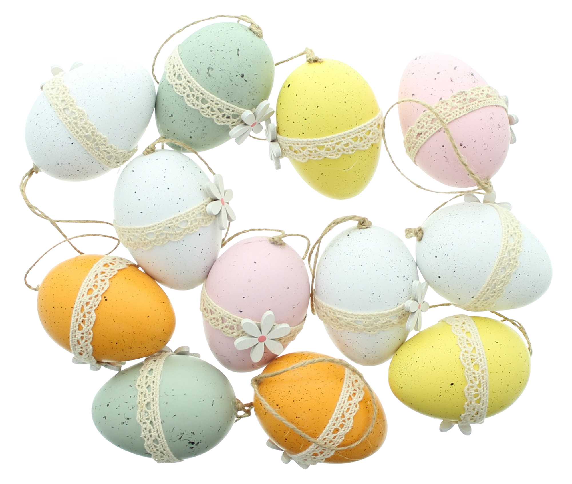Acheter Lot de 12 oeufs décoratifs "fleur"  dans la boutique en ligne de Frank Flechtwaren pour Pâques