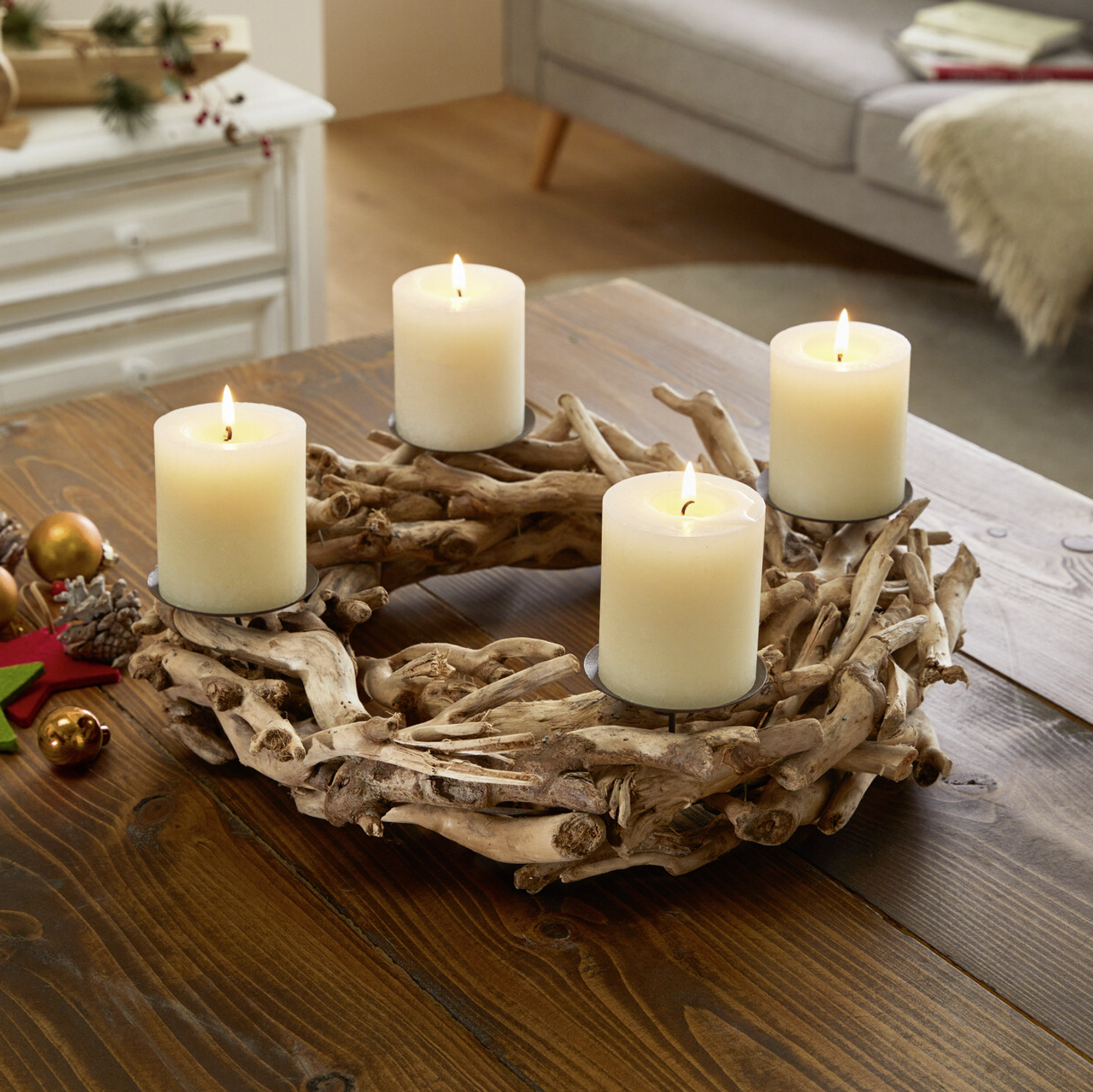 Acheter Couronne de l'Avent "bois flotté"  dans la boutique en ligne de Frank Flechtwaren