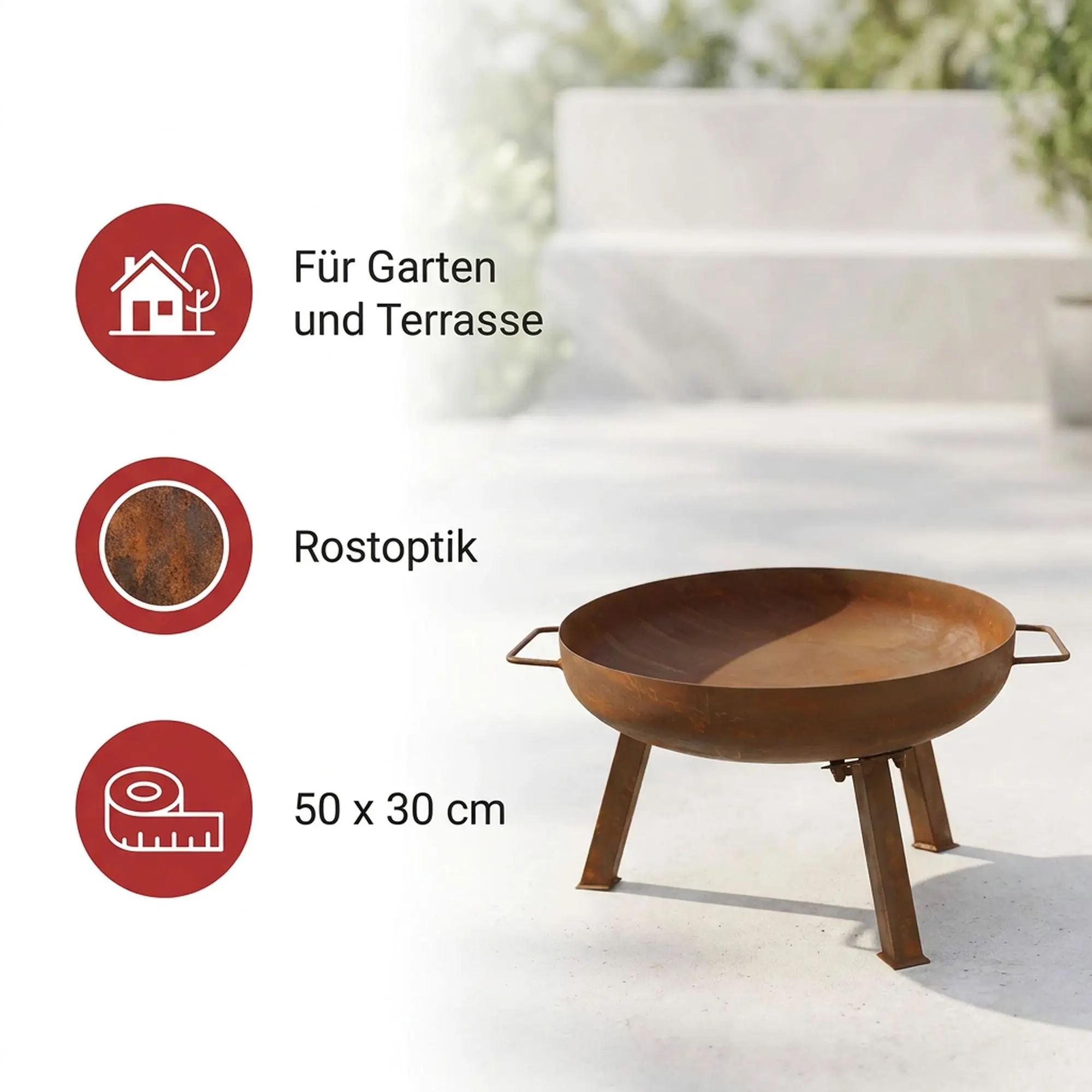 Acheter Braséro "acier corten"  dans la boutique en ligne de Frank Flechtwaren pour Barbecue &amp; détente