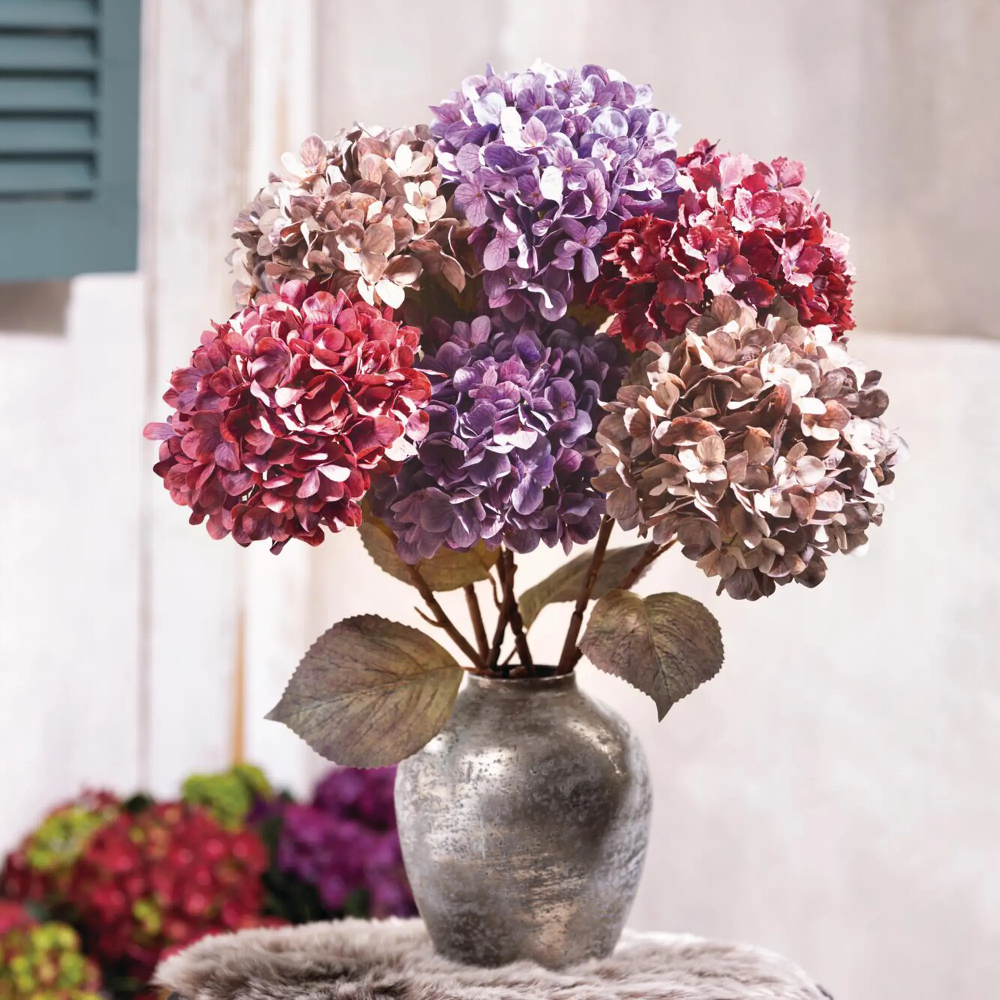 Acheter Fleurs artificielles « Hortensias », lot de 3 dans la boutique en ligne de Frank Flechtwaren
