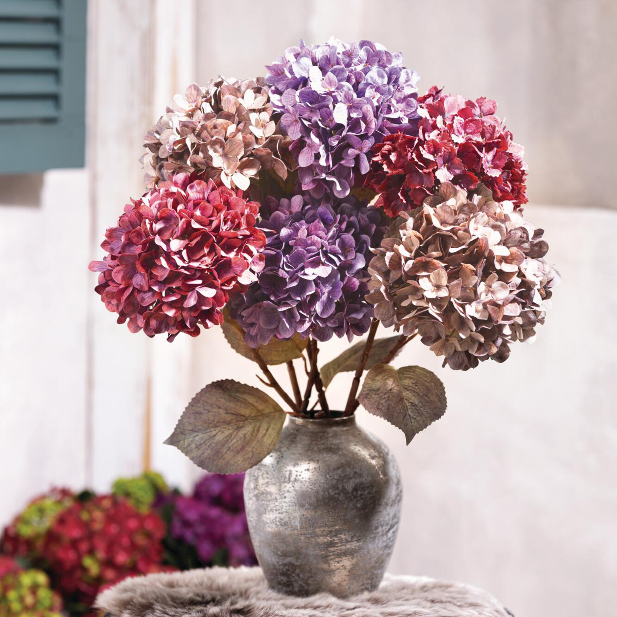 Acheter Fleurs artificielles « Hortensias », lot de 3 dans la boutique en ligne de Frank Flechtwaren pour Tons baies