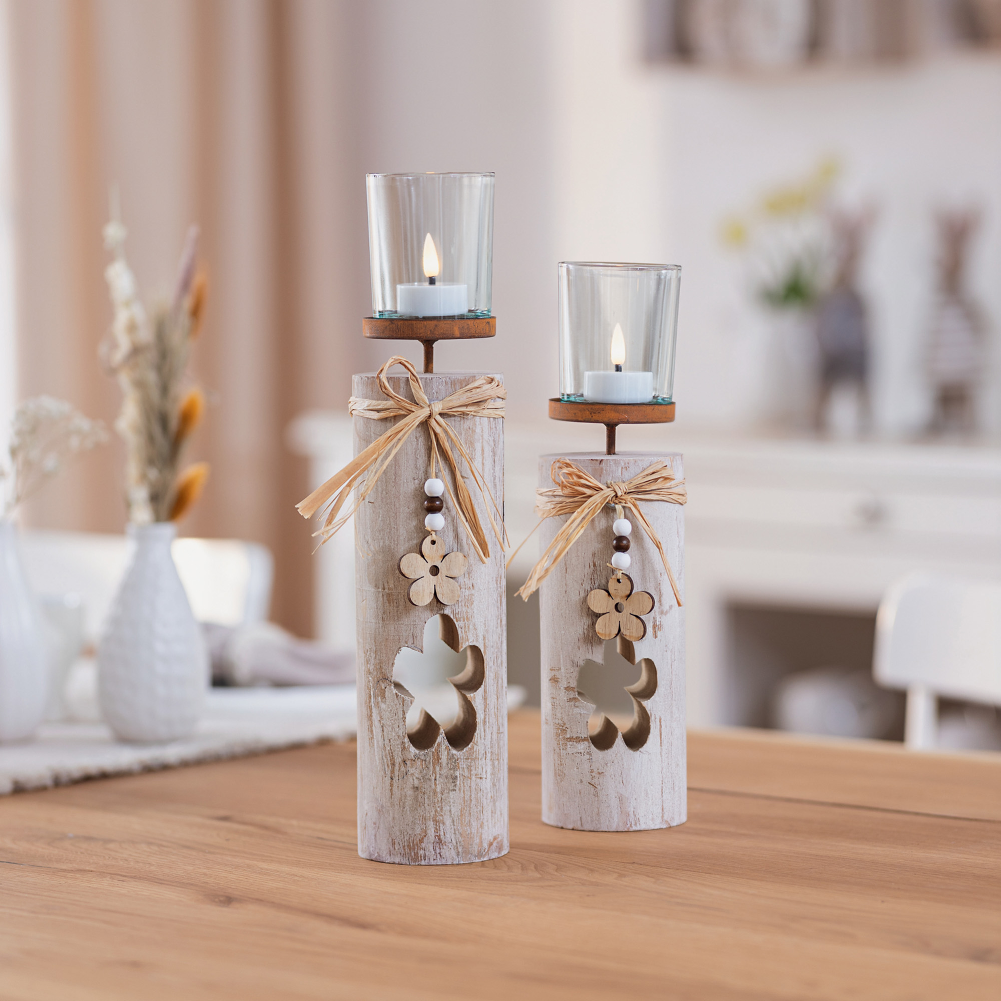 Acheter Lot de 2 lumignons "fleurs"  dans la boutique en ligne de Frank Flechtwaren