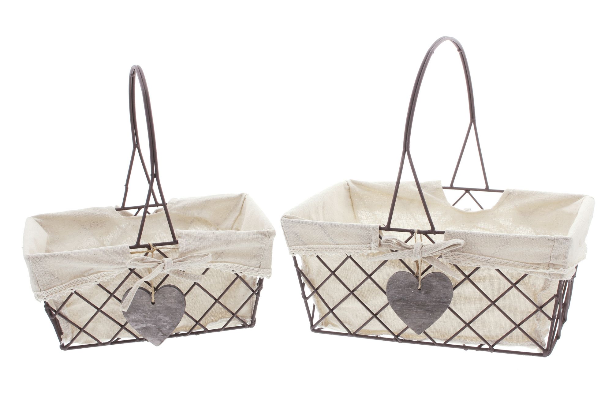 Acheter Lot de 2 corbeilles en fil de fer "coeur en bois"  dans la boutique en ligne de Frank Flechtwaren pour Paniers à repassage