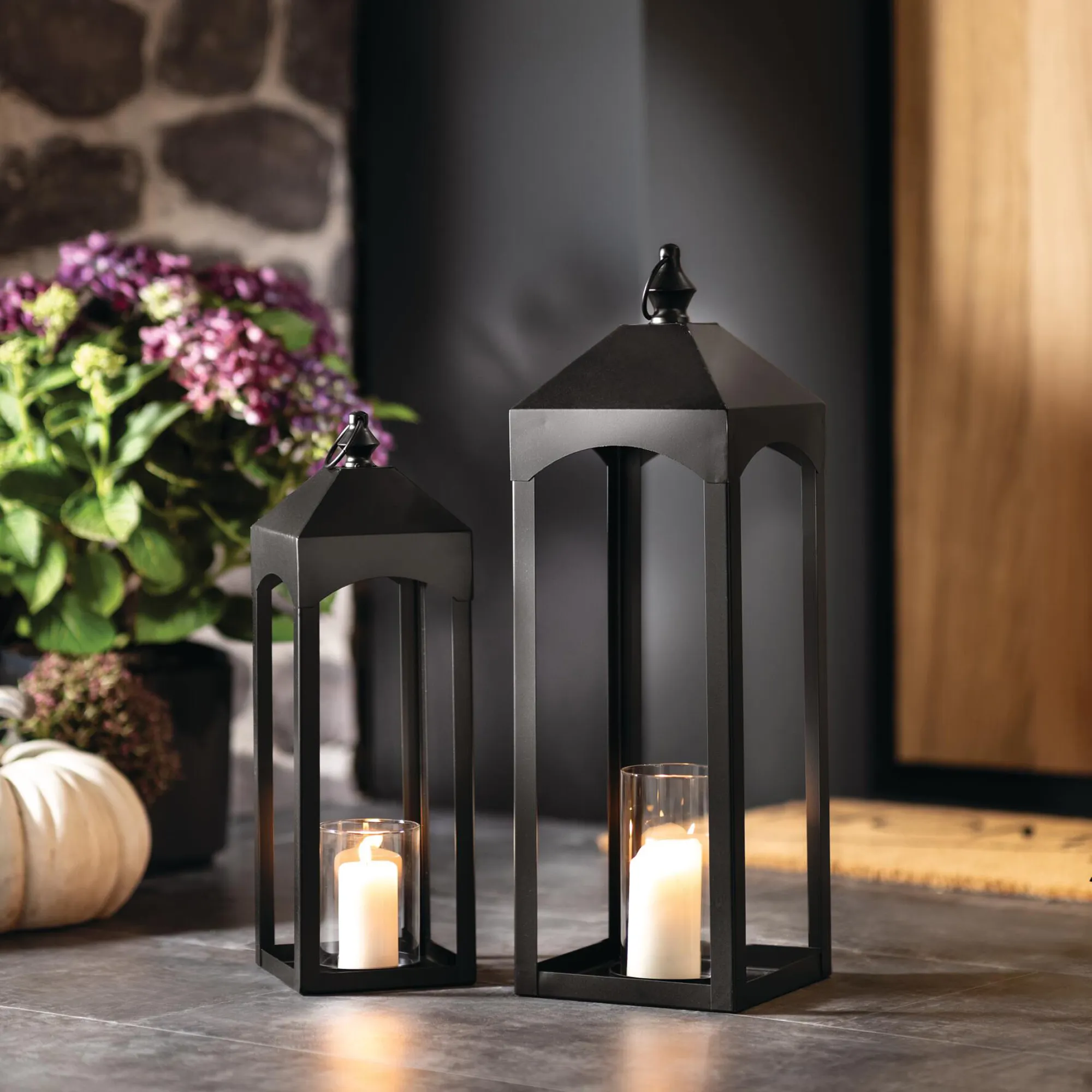 Acheter Lot de 2 lanternes "Noire"  dans la boutique en ligne de Frank Flechtwaren