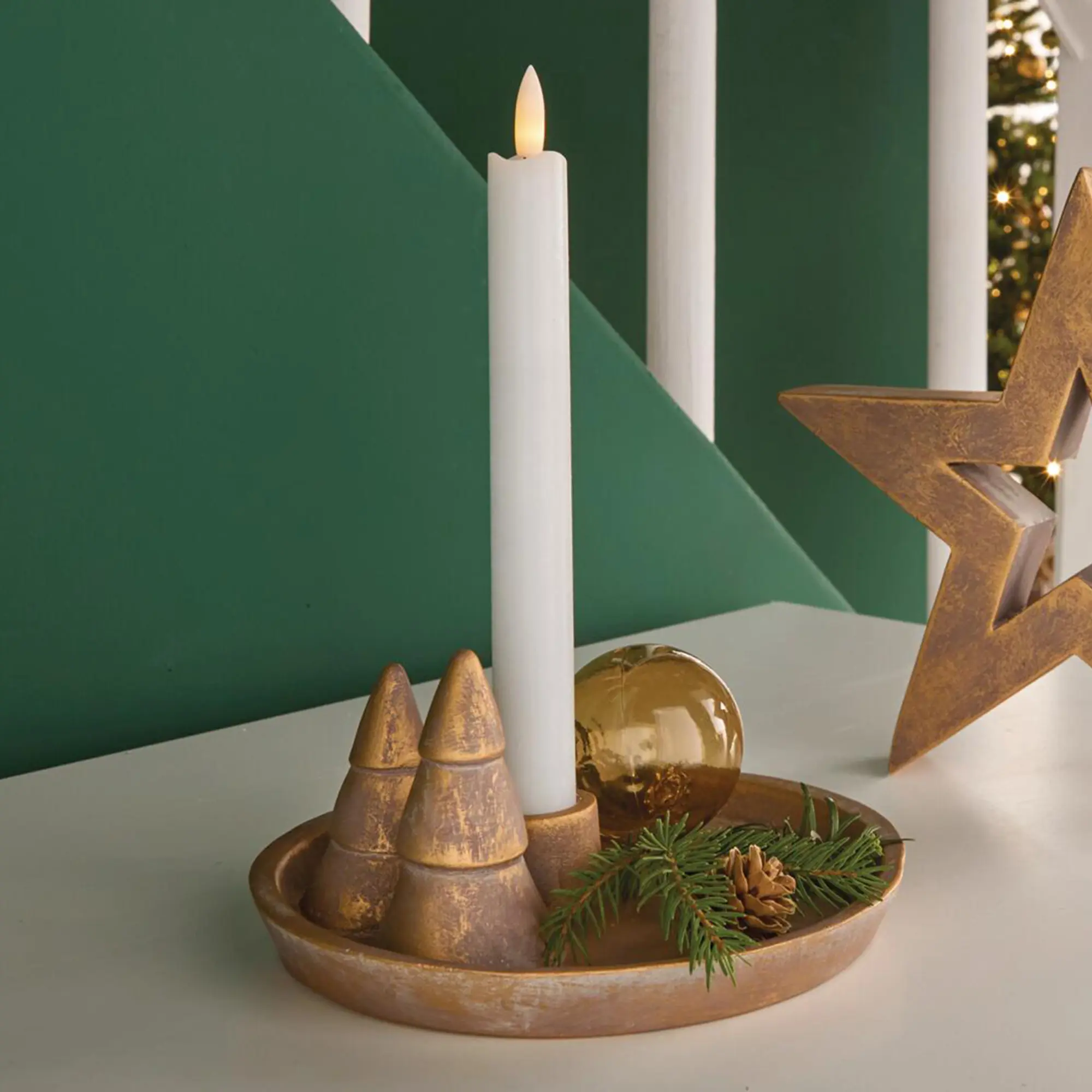 Acheter Plateau « Golden Shimmer » pour bougies cylindriques dans la boutique en ligne de Frank Flechtwaren