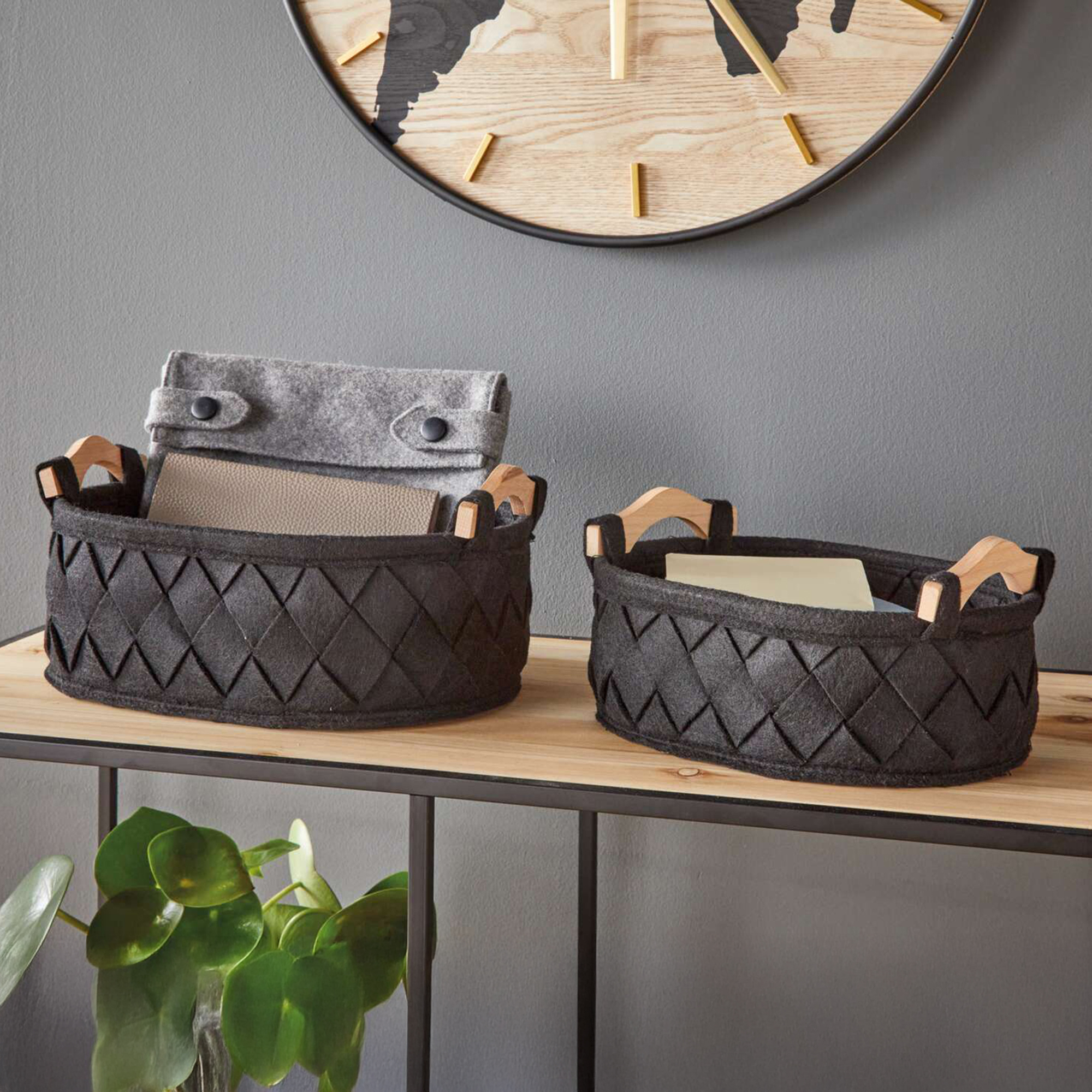 Acheter Lot de 2 paniers feutres "Modern classic"  dans la boutique en ligne de Frank Flechtwaren