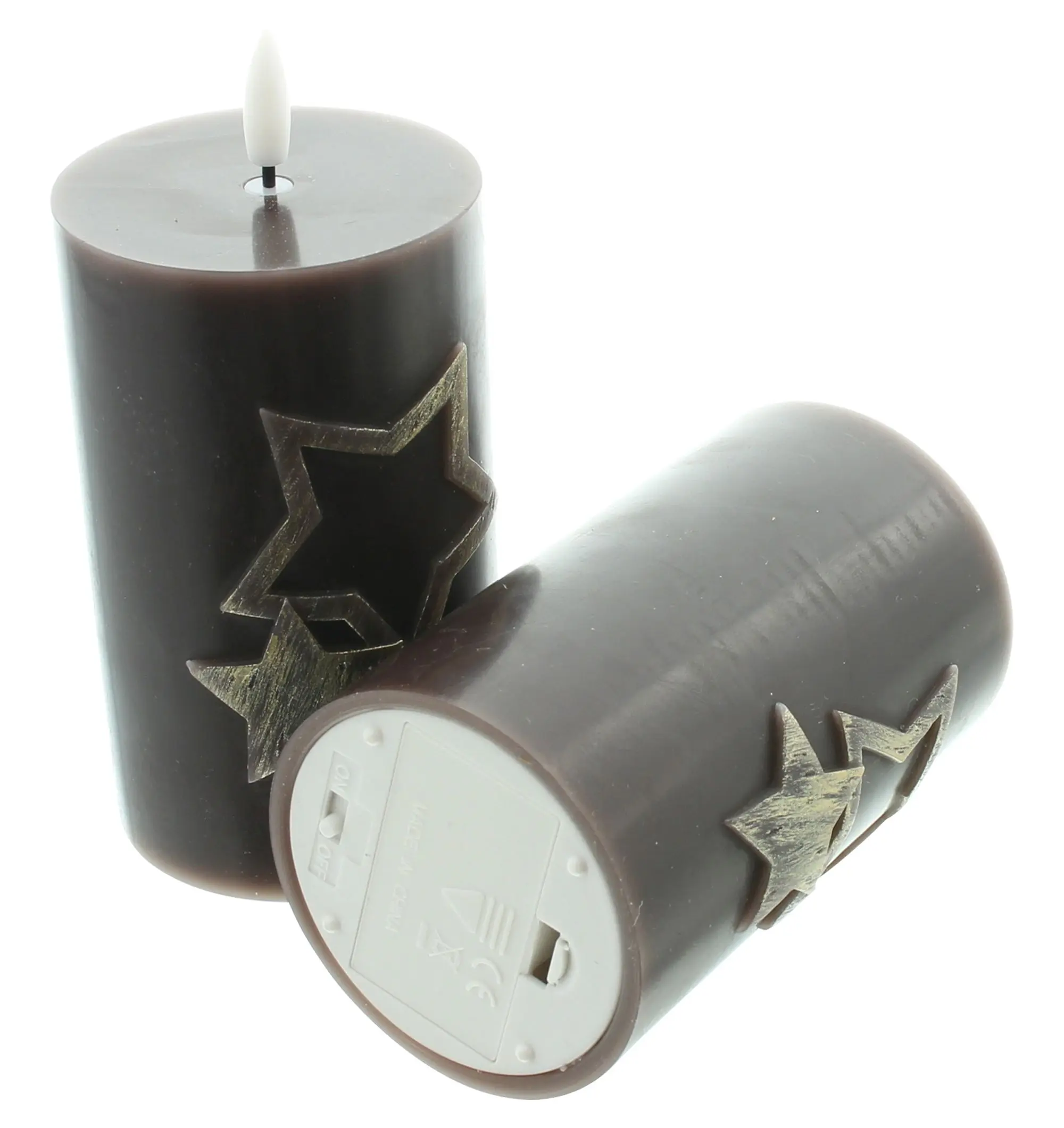 Acheter Lot de 2 bougies LED "étoiles", brun  dans la boutique en ligne de Frank Flechtwaren pour Bougies &amp; LEDs