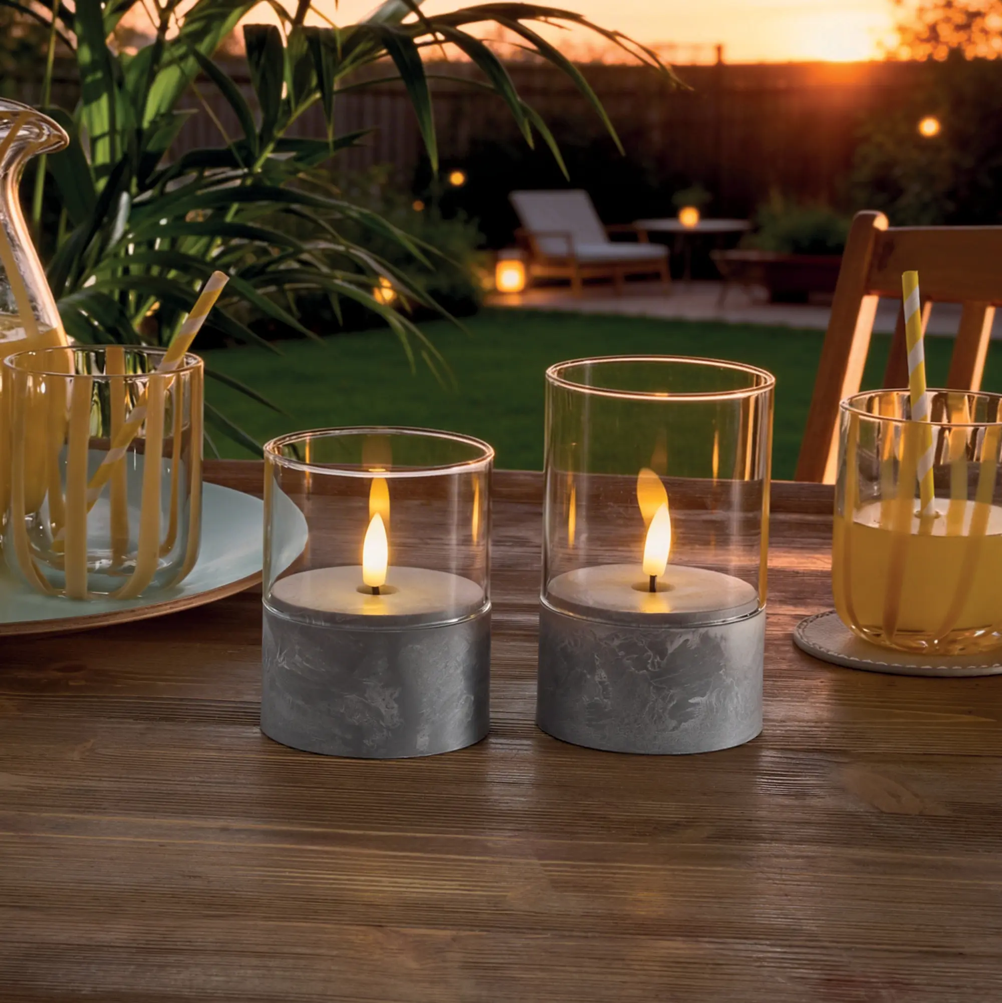 Acheter Lot de 2 bougies chauffe-plat LED "Aspect béton"  dans la boutique en ligne de Frank Flechtwaren