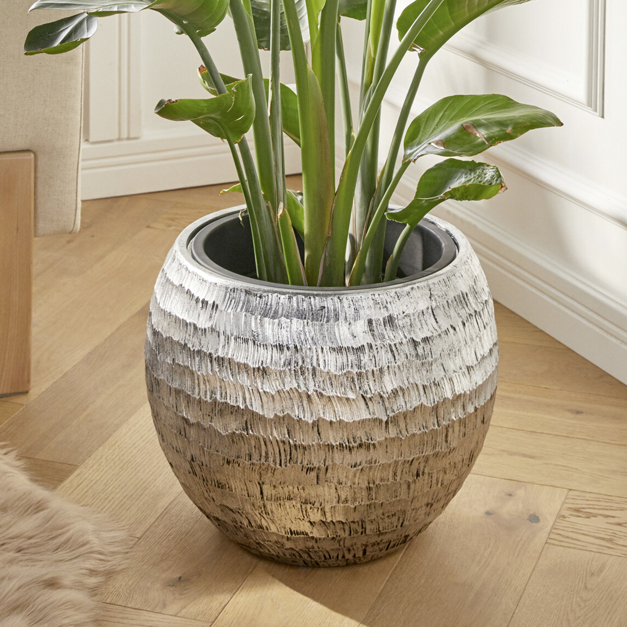 Acheter Cache-pot "rayure artgentée"  dans la boutique en ligne de Frank Flechtwaren