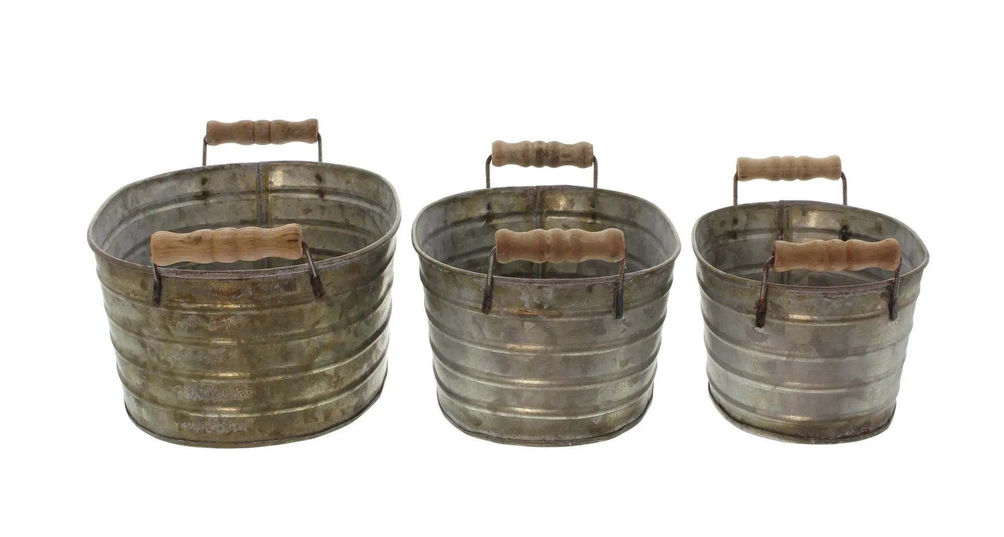 Acheter Lot de 3 bassines avec poignées en bois dans la boutique en ligne de Frank Flechtwaren pour Pots de fleurs Acheter Lot de 3 bassines avec poignées en bois dans la boutique en ligne de Frank Flechtwaren pour Pots de fleurs