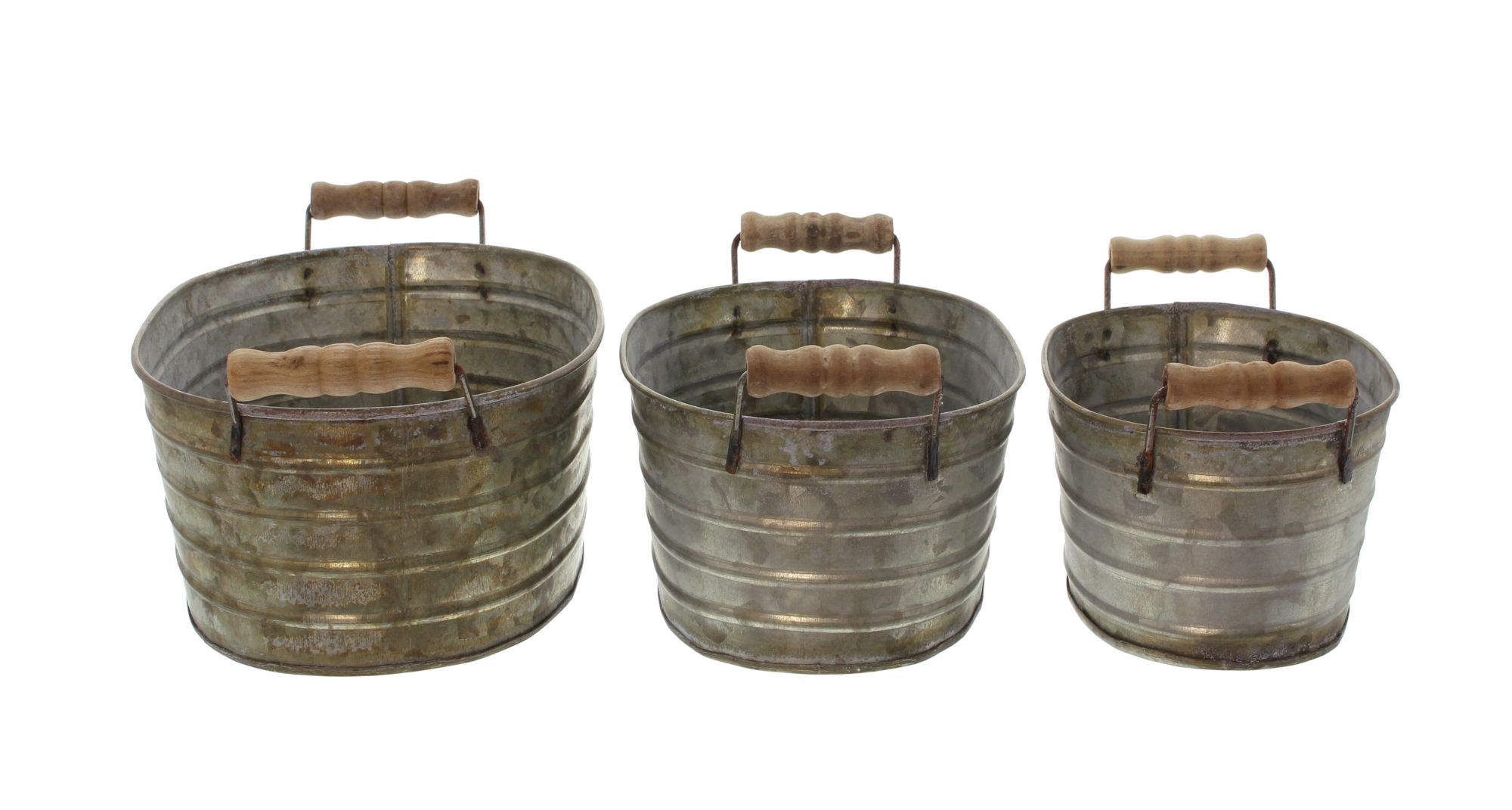 Acheter Lot de 3 bassines avec poignées en bois dans la boutique en ligne de Frank Flechtwaren pour Pots de fleurs Acheter Lot de 3 bassines avec poignées en bois dans la boutique en ligne de Frank Flechtwaren pour Pots de fleurs