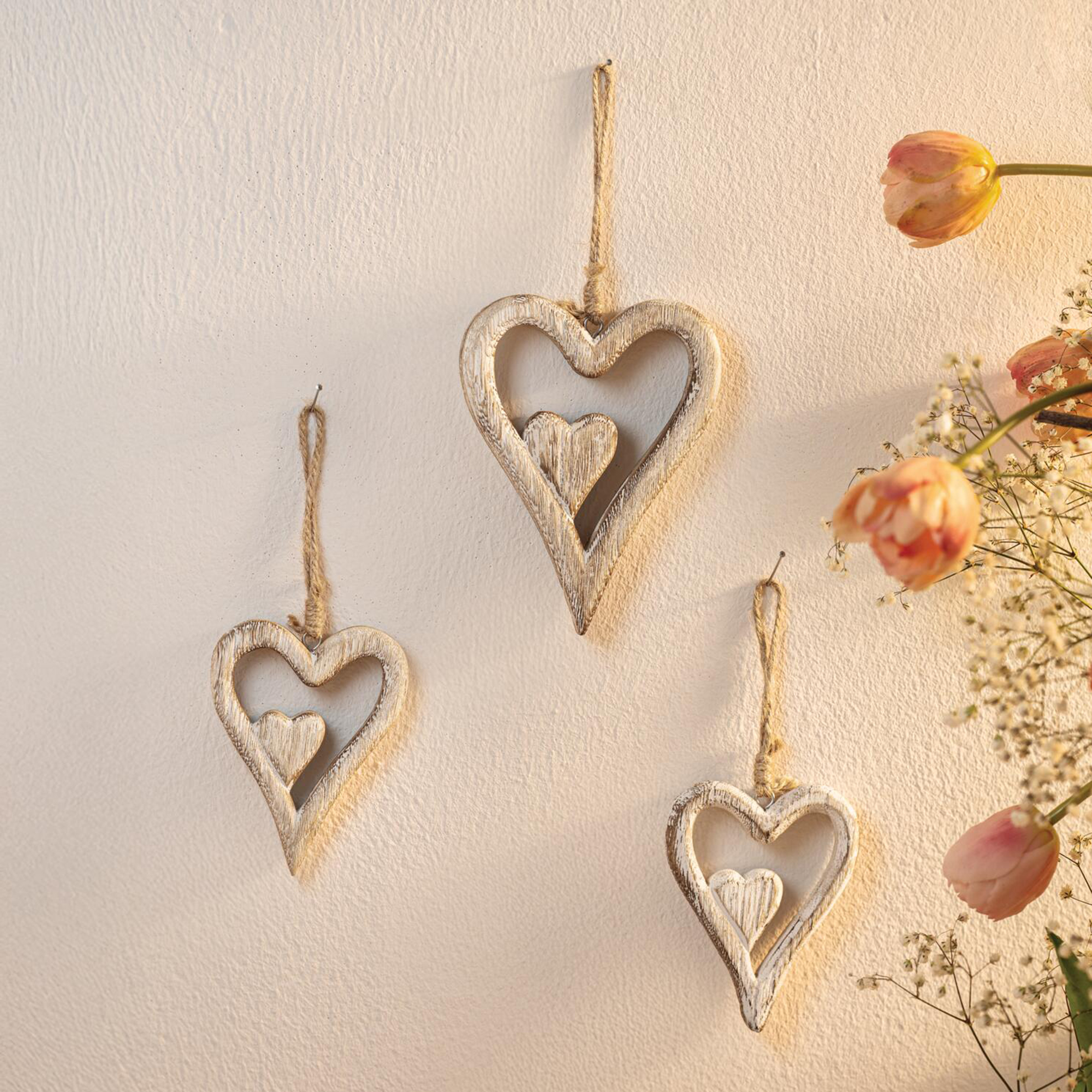 Acheter Lot de 3 suspensions "coeur"  dans la boutique en ligne de Frank Flechtwaren
