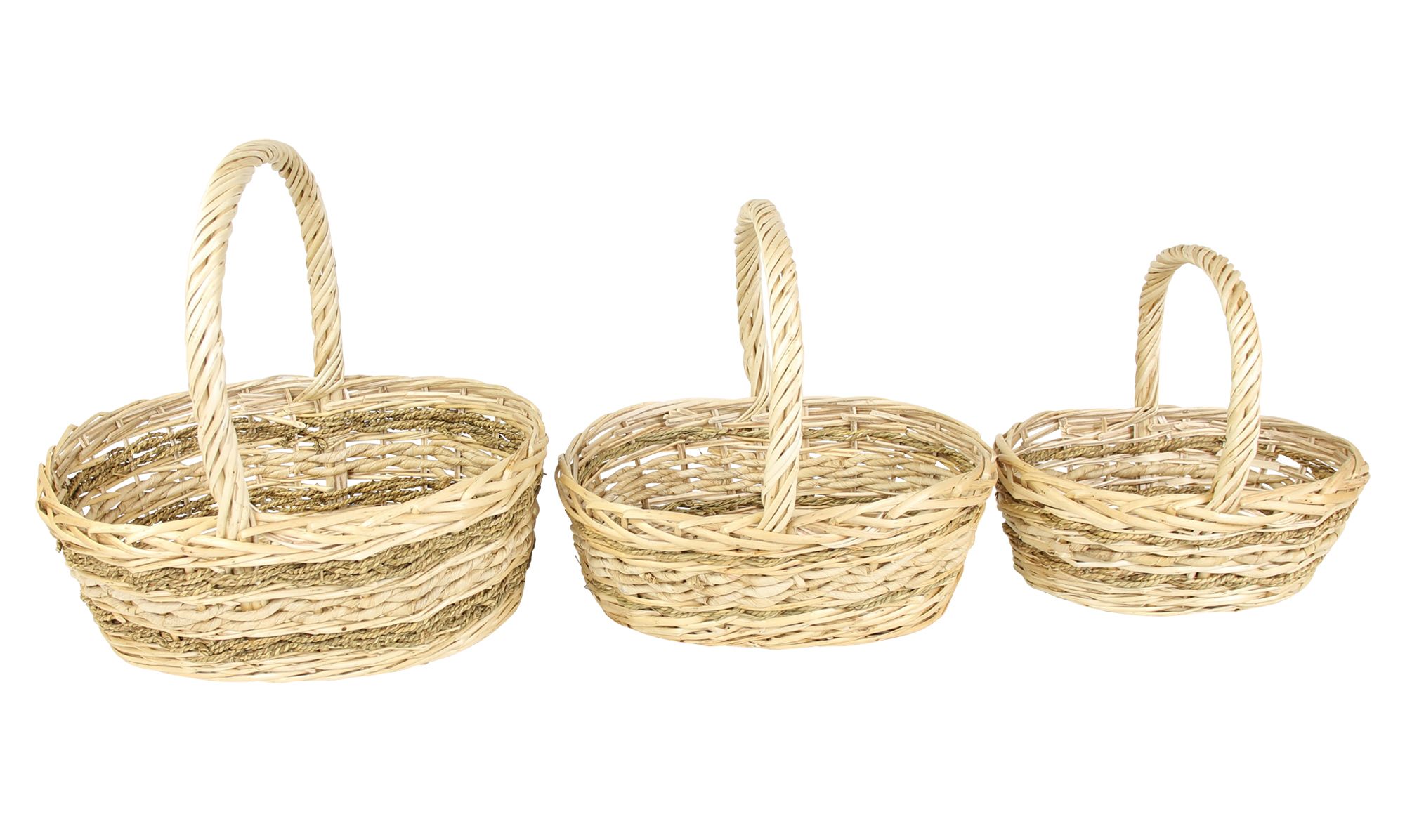 Acheter Lot de 3 corbeilles à anse "zostère" dans la boutique en ligne de Frank Flechtwaren pour Paniers cadeaux Acheter Lot de 3 corbeilles à anse "zostère" dans la boutique en ligne de Frank Flechtwaren pour Paniers cadeaux