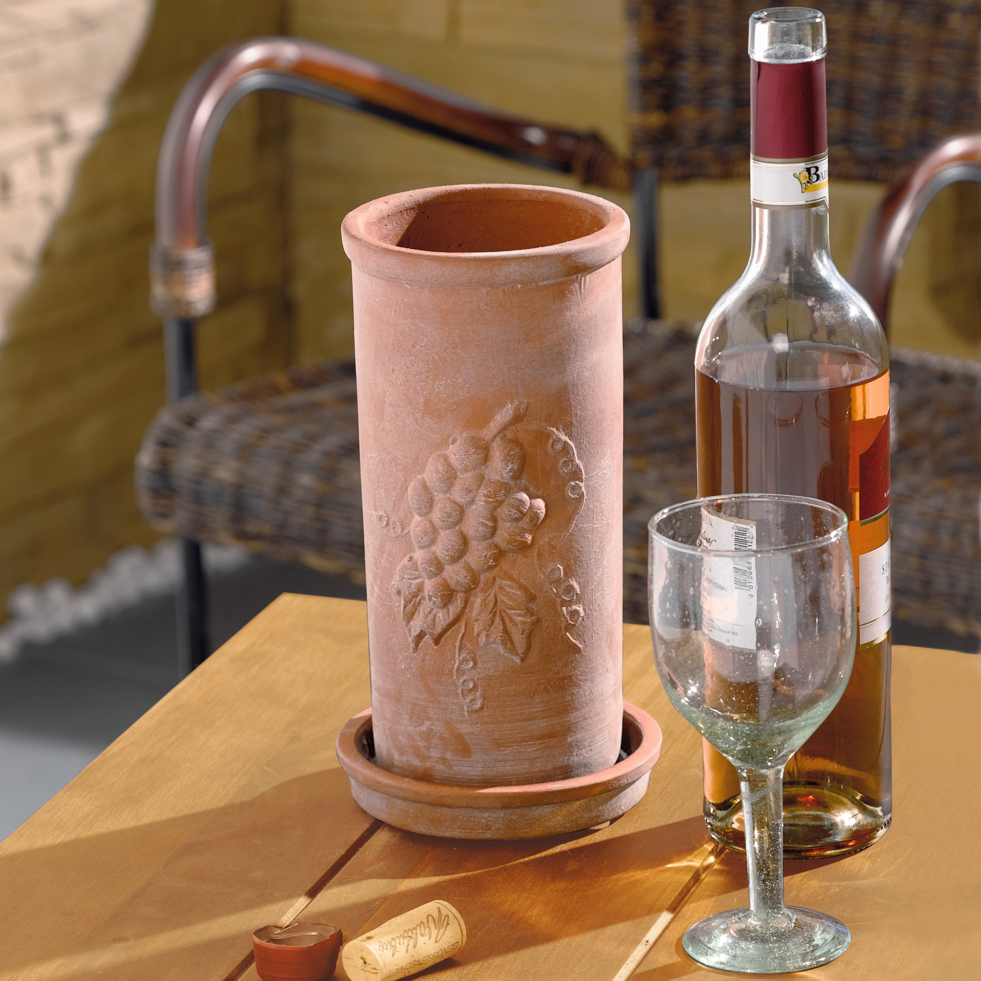 Acheter Brique à vin terre cuite avec soucoupe, 2 pcs  dans la boutique en ligne de Frank Flechtwaren