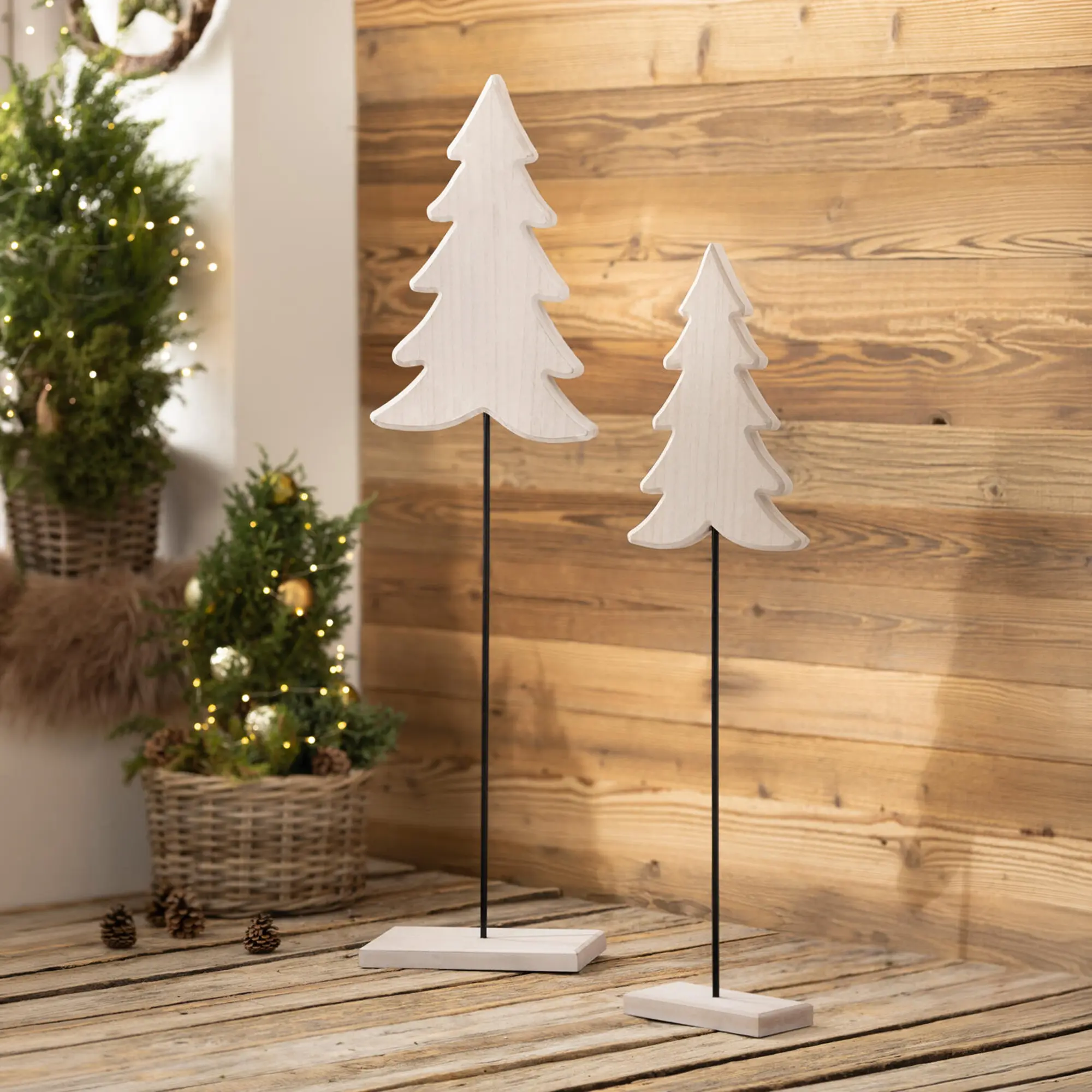 Acheter Sapin en bois « White washed », lot de 2 dans la boutique en ligne de Frank Flechtwaren