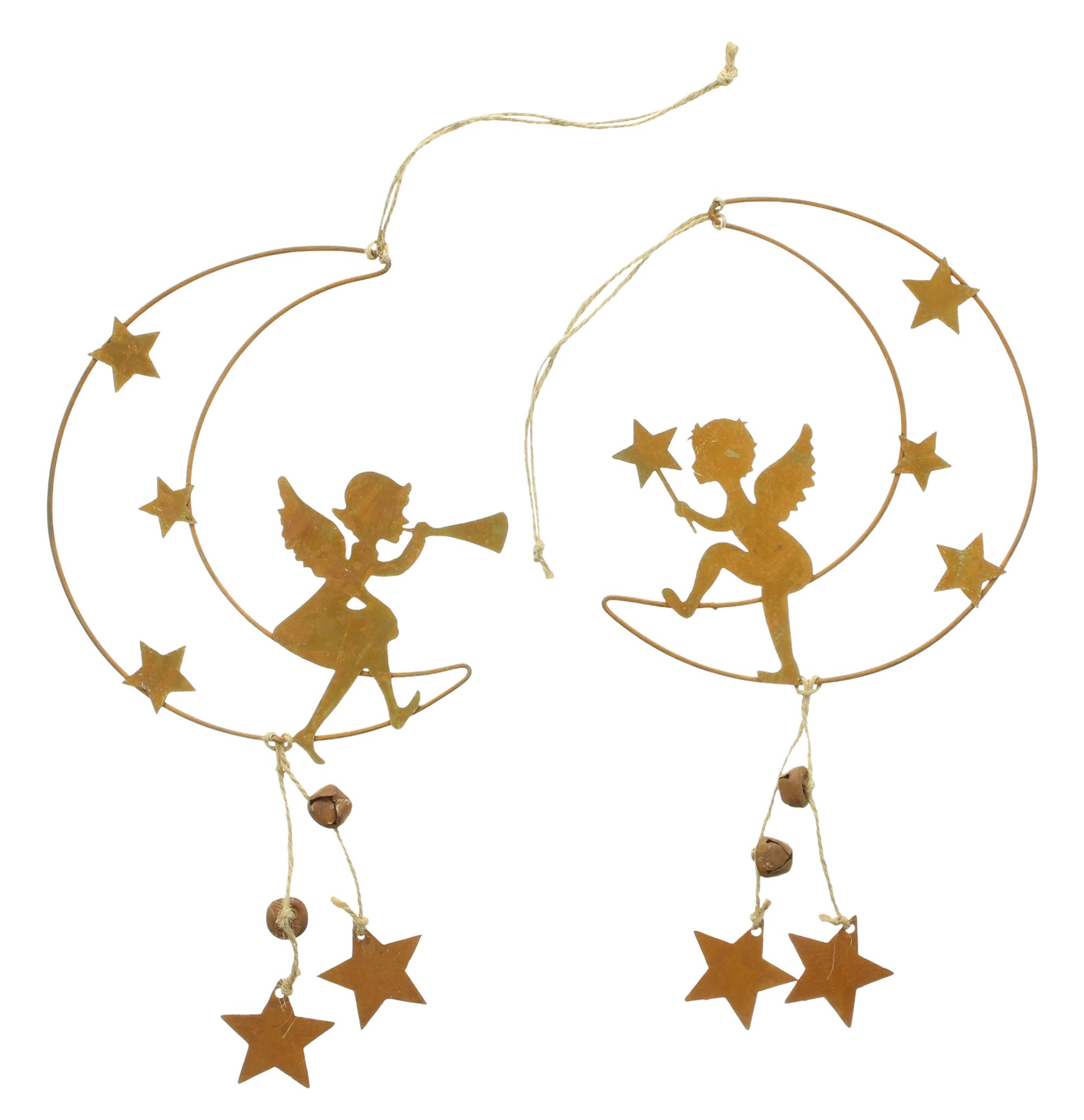 Acheter Lot de 3 suspensions "ange sur lune"  dans la boutique en ligne de Frank Flechtwaren pour Décorations pour sapins de Noël