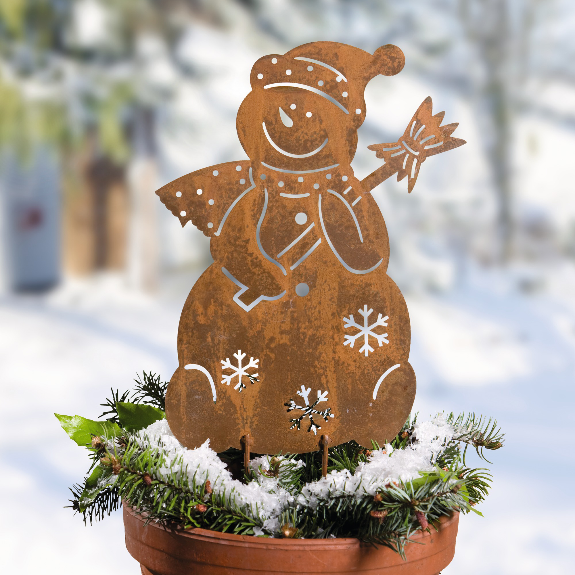 Acheter Pic de jardin "bonhomme de neige"  dans la boutique en ligne de Frank Flechtwaren pour Piques de jardin