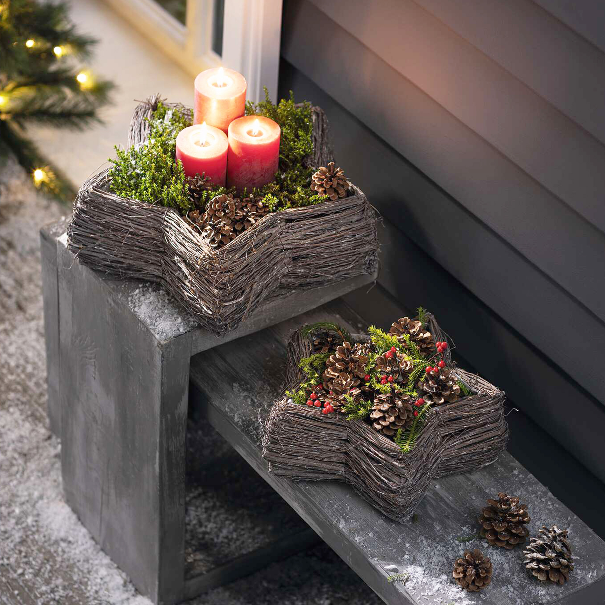 Acheter Lot de 2 jardinières "étoile en brindilles"  dans la boutique en ligne de Frank Flechtwaren