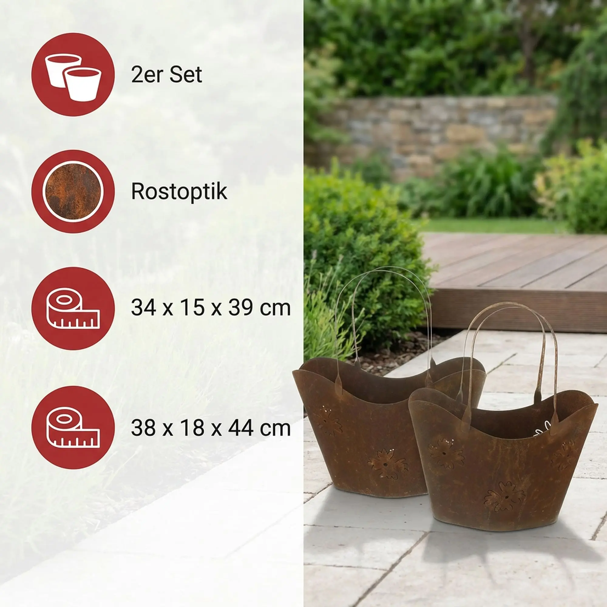 Acheter Lot de 2 jardinières " Sac shopping"  dans la boutique en ligne de Frank Flechtwaren pour Articles de jardin pour anniversaire