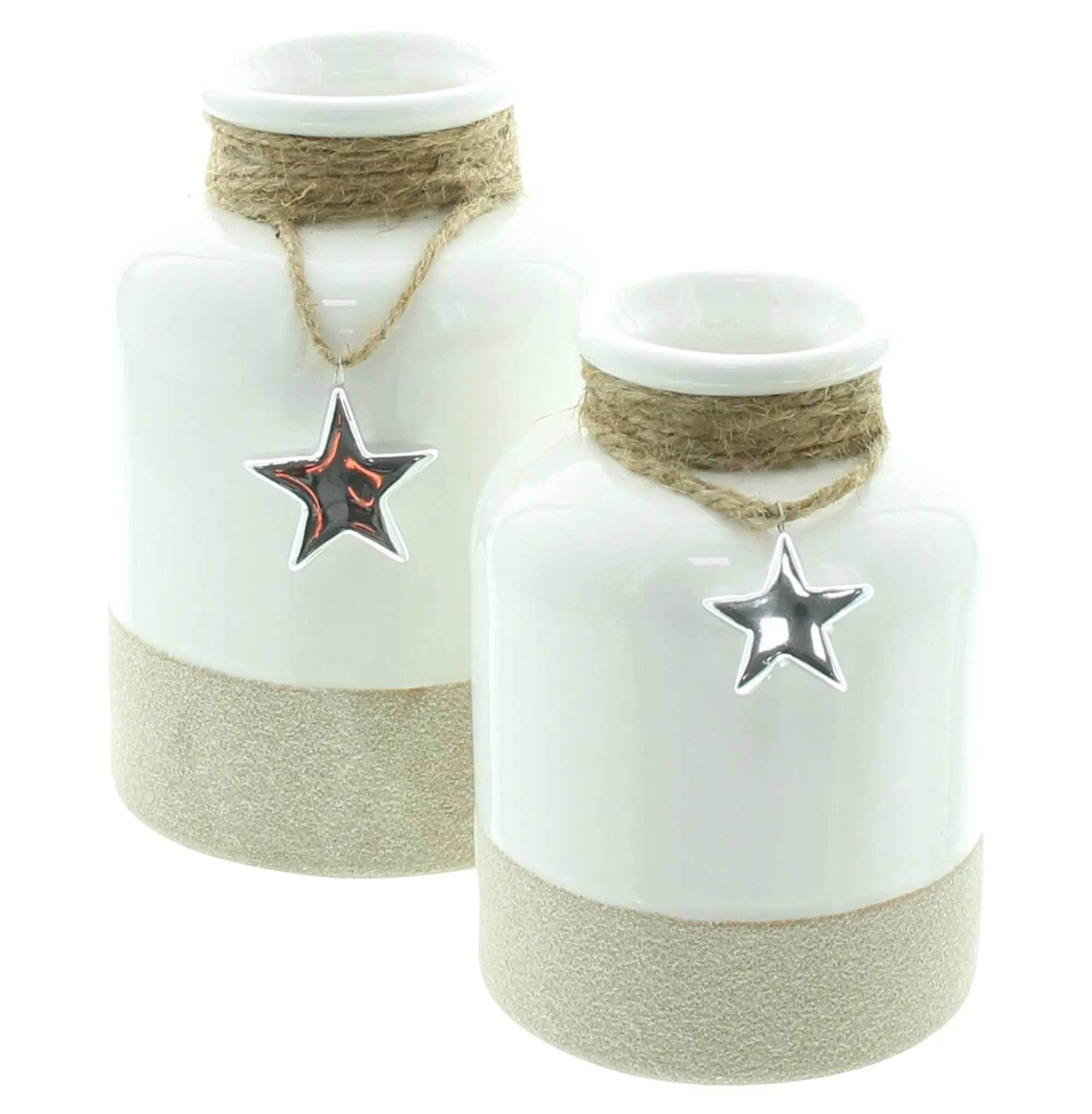 Acheter Lot de 2 vases décoratifs "étoile argentée"  dans la boutique en ligne de Frank Flechtwaren pour Figurines