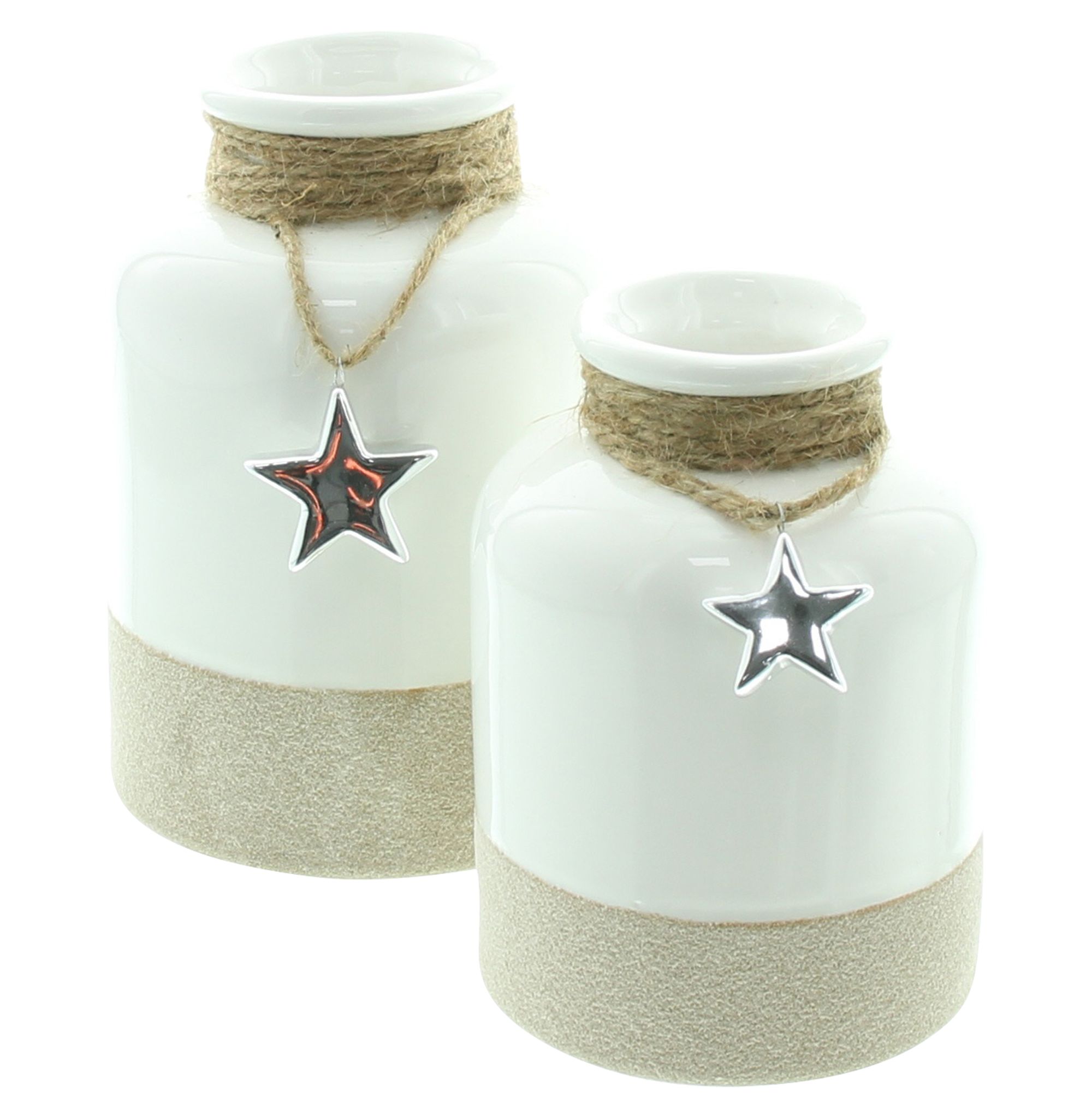 Acheter Lot de 2 vases décoratifs "étoile argentée"  dans la boutique en ligne de Frank Flechtwaren pour Figurines
