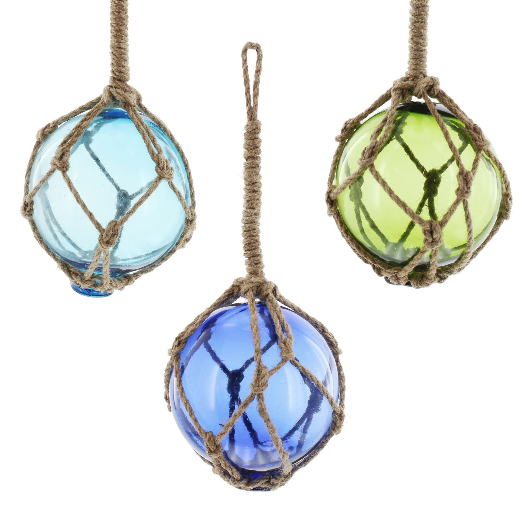 Acheter Lot de 3 boules en verre "filet" dans la boutique en ligne de Frank Flechtwaren pour Un air de vacances Acheter Lot de 3 boules en verre "filet" dans la boutique en ligne de Frank Flechtwaren pour Un air de vacances