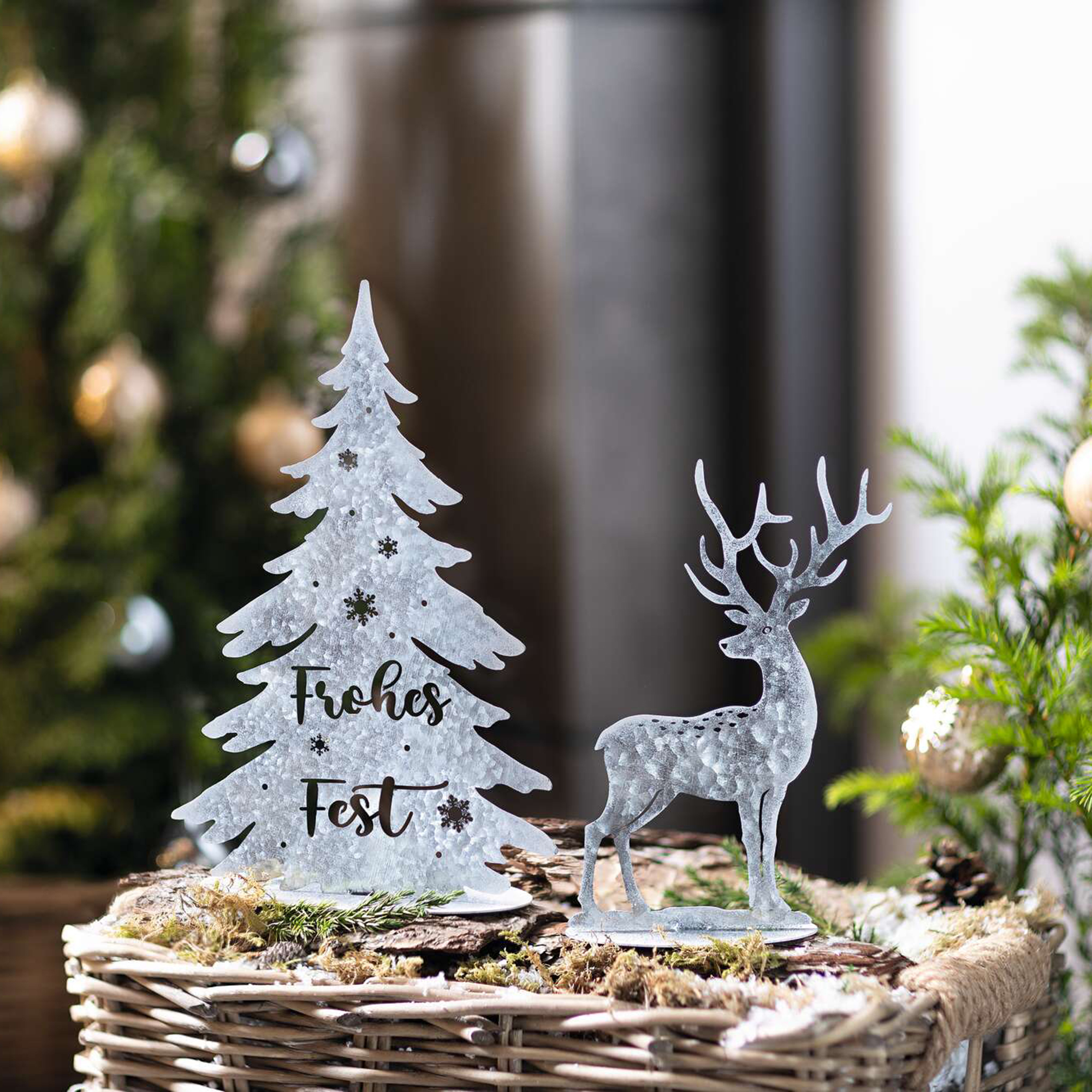 Acheter Décoration de Noël "cerf &amp; sapin"  dans la boutique en ligne de Frank Flechtwaren