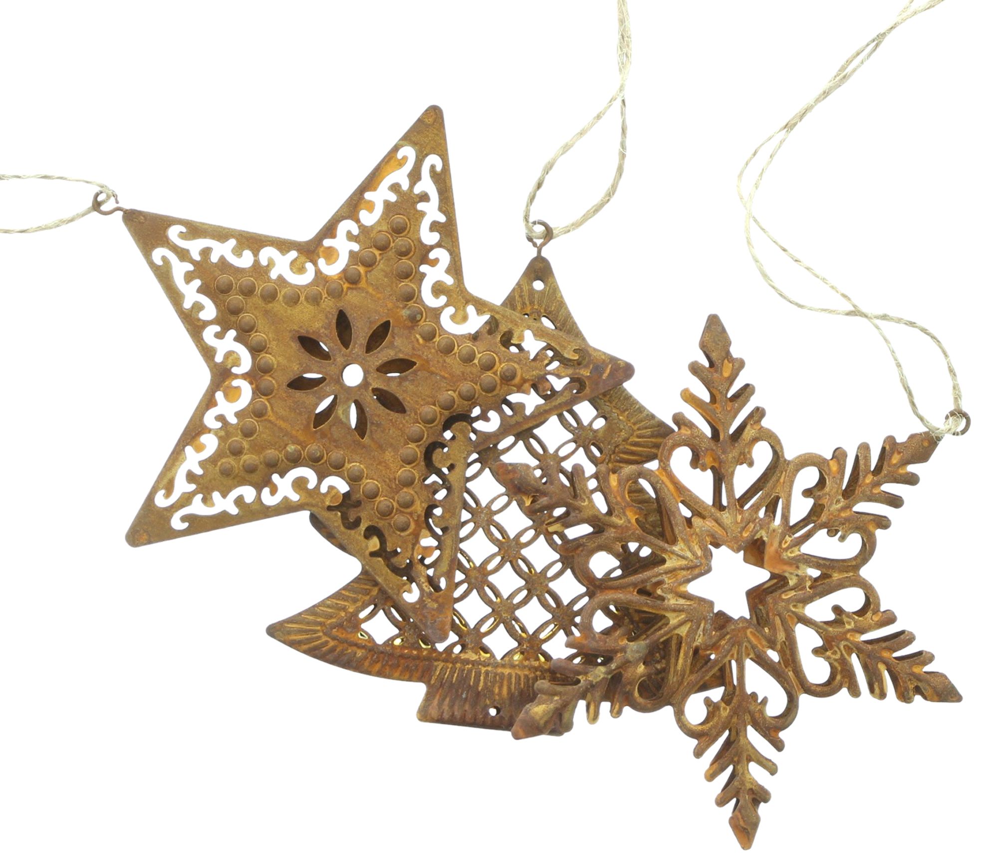 Acheter Lot de 3 suspensions de Noël "rouille"  dans la boutique en ligne de Frank Flechtwaren pour Décorations pour sapins de Noël