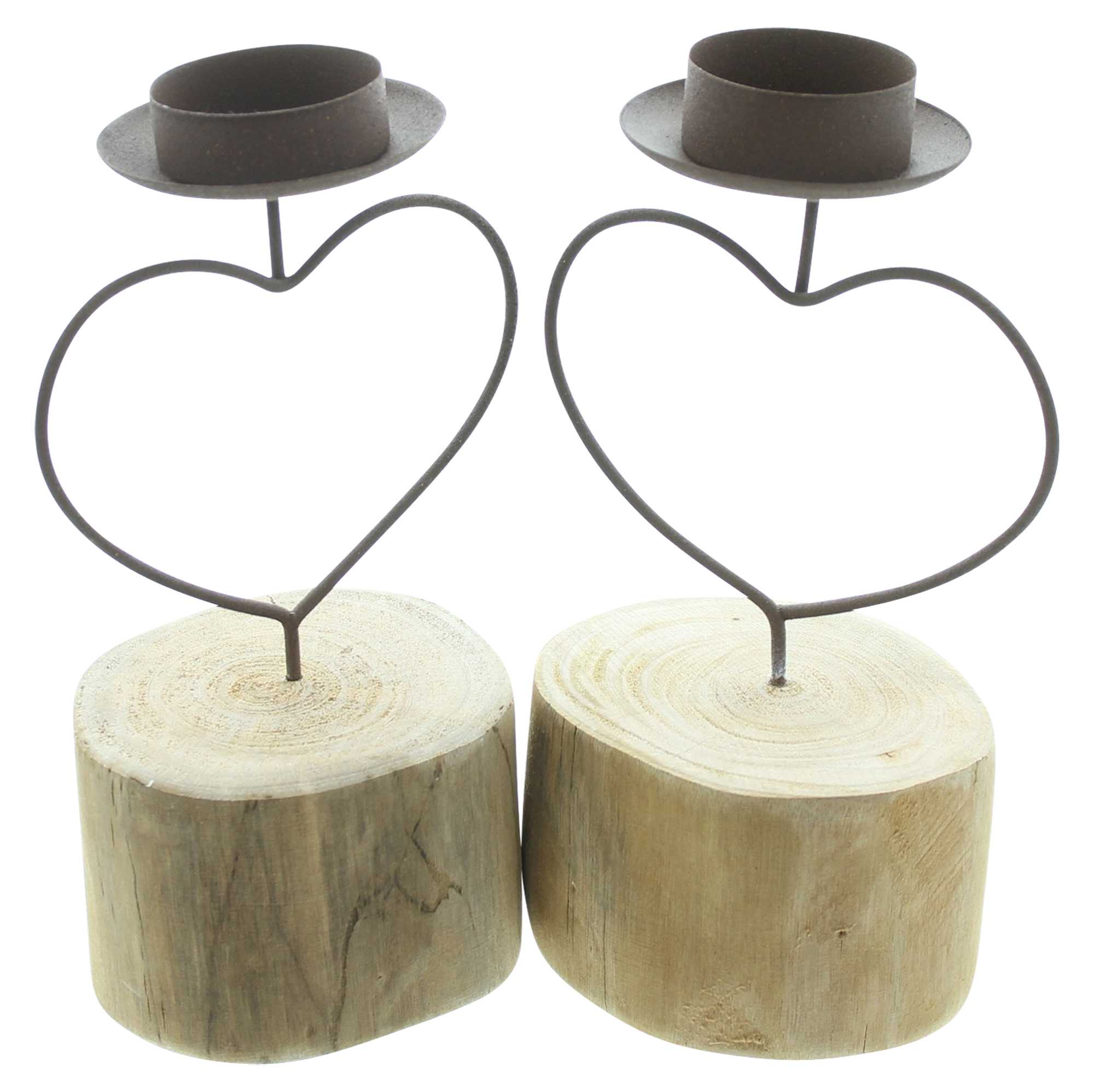 Acheter Lot de 2 bougeoirs "coeur rouillé"  dans la boutique en ligne de Frank Flechtwaren pour Chalet et gîte