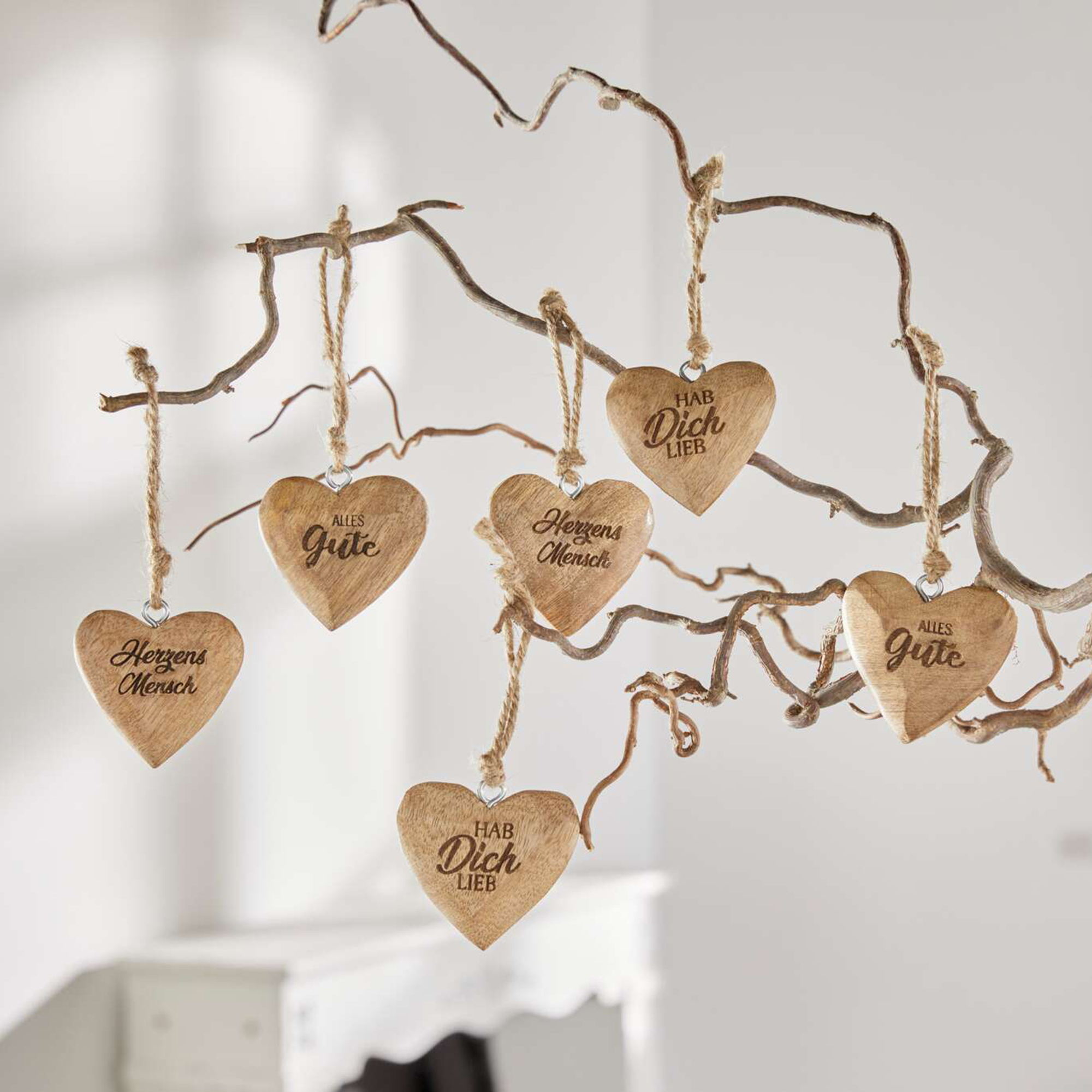 Acheter Lot de 6 suspensions "petit coeur"  dans la boutique en ligne de Frank Flechtwaren