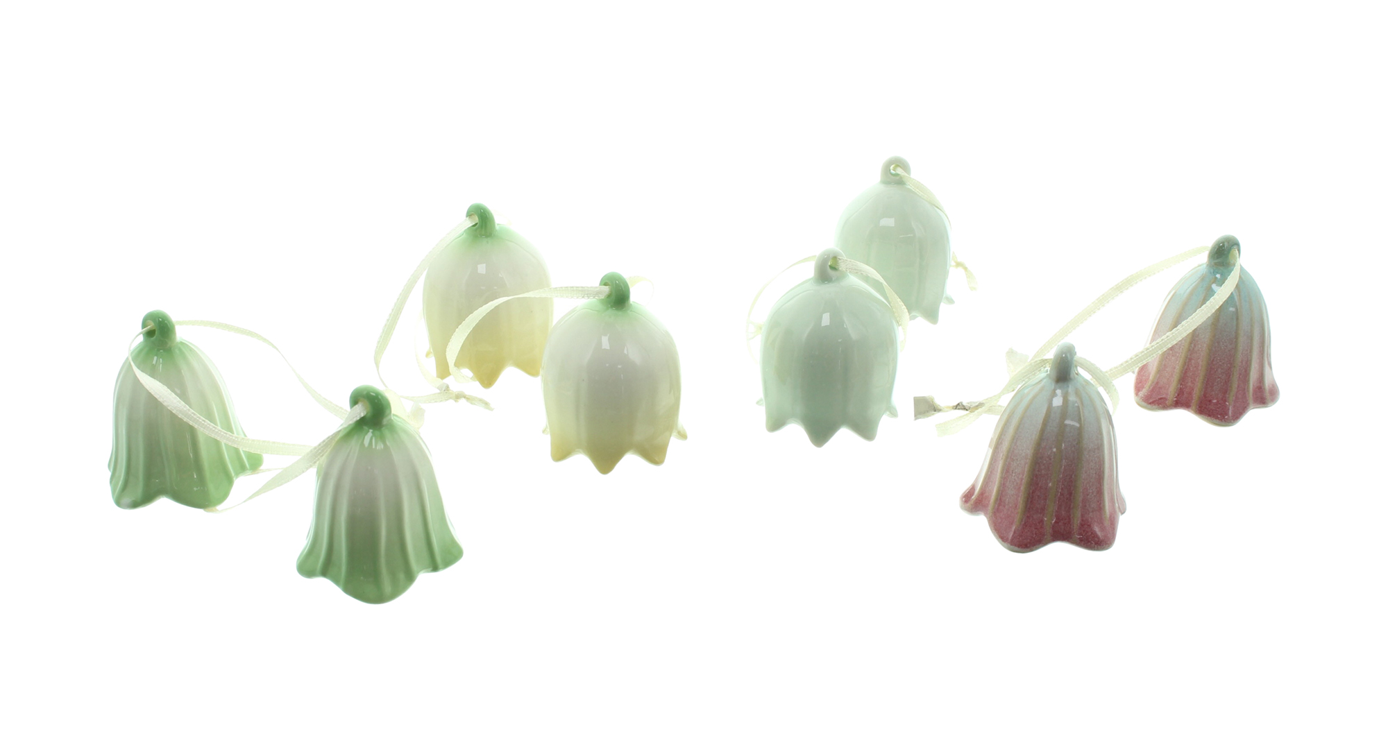 Acheter Lot de 8 suspensions "glochette fleur"  dans la boutique en ligne de Frank Flechtwaren pour Pâques colorée