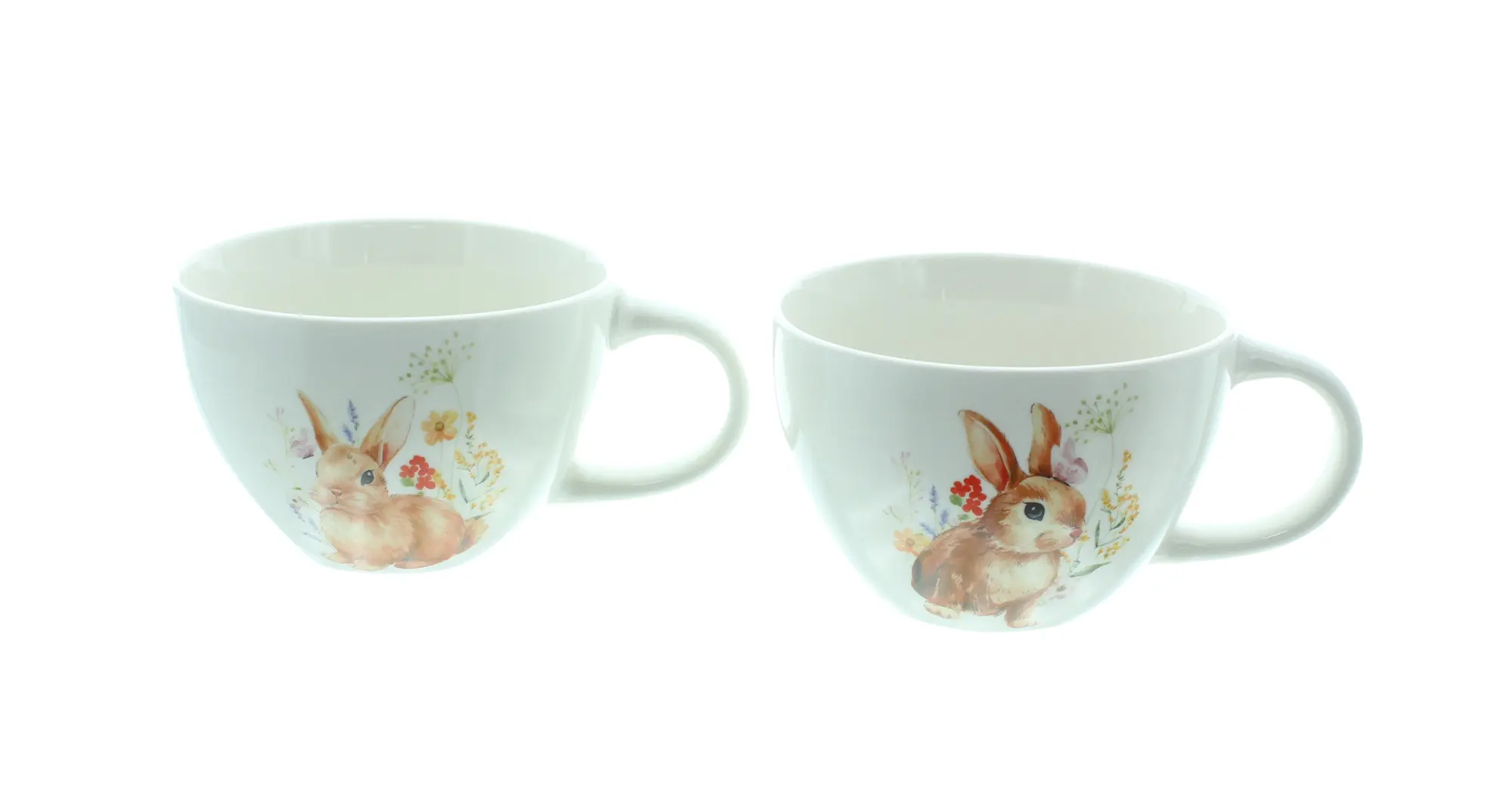 Acheter Lot de 2 tasses jumbos "lapin fleuri"  dans la boutique en ligne de Frank Flechtwaren pour Table festive