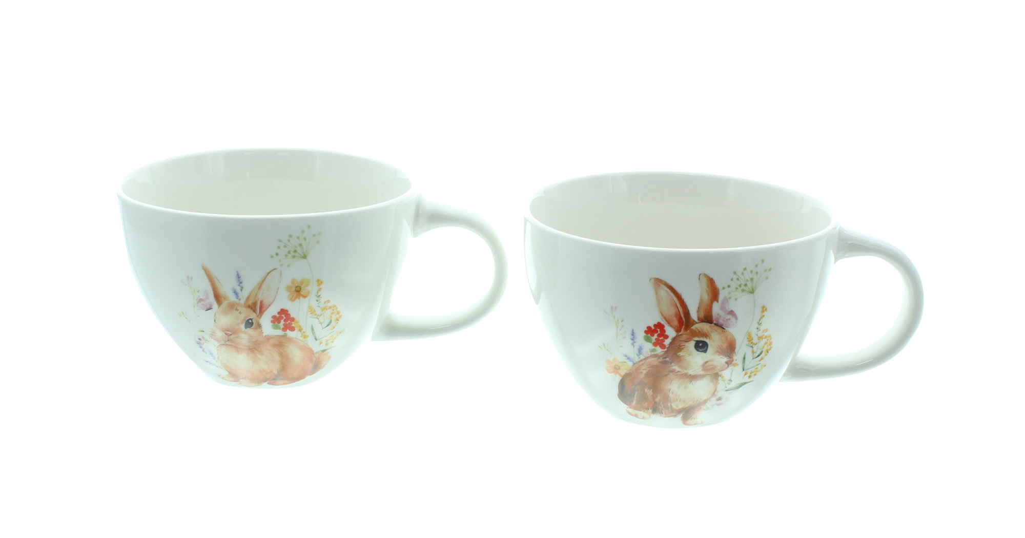 Acheter Lot de 2 tasses jumbos "lapin fleuri"  dans la boutique en ligne de Frank Flechtwaren pour Nouvel arrivage