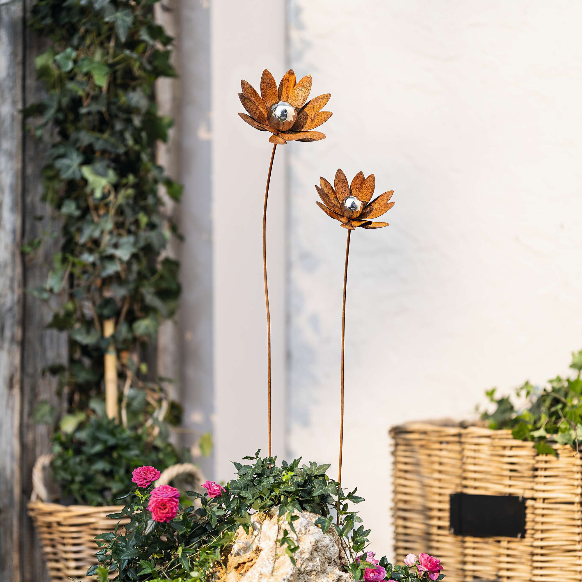 Acheter Lot de 2 pics de jardin "fleur"  dans la boutique en ligne de Frank Flechtwaren