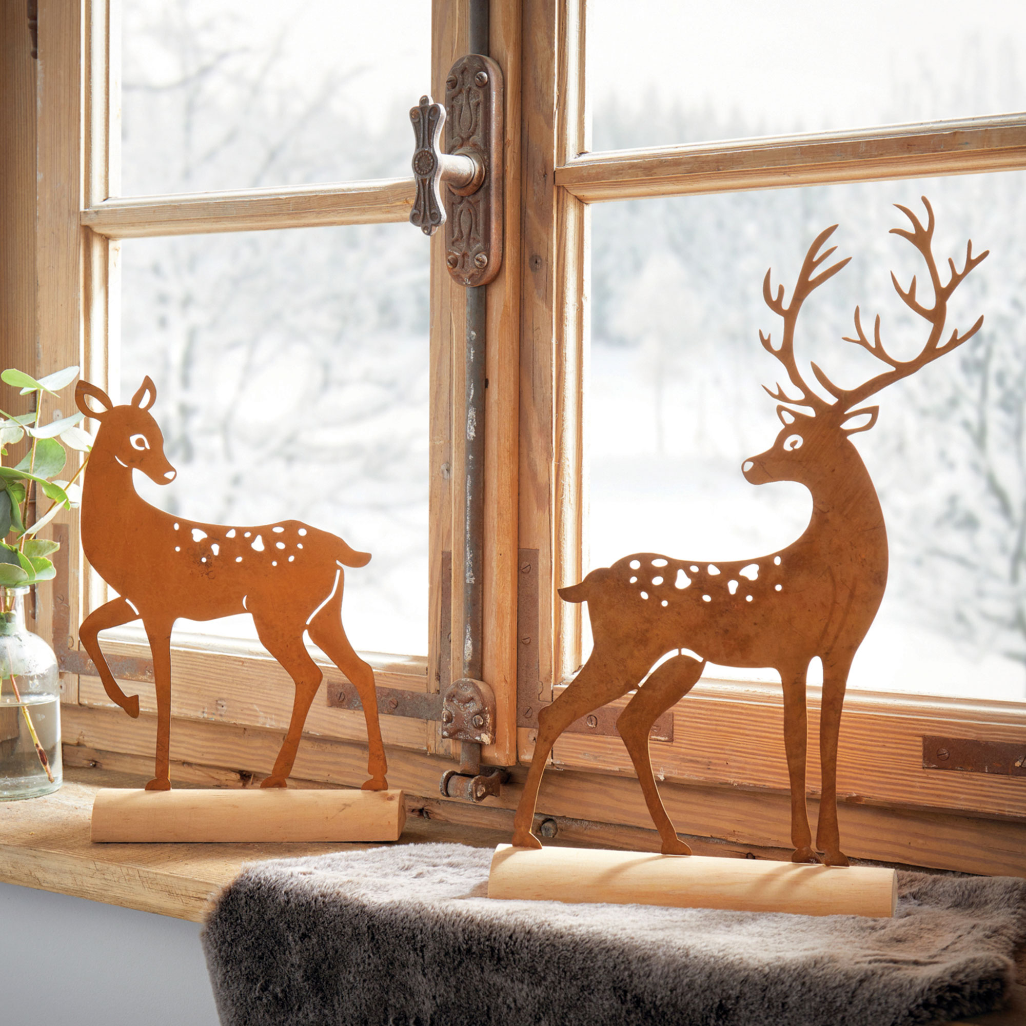 Acheter Lot de 2 décorations métalliques "Cerf"  dans la boutique en ligne de Frank Flechtwaren