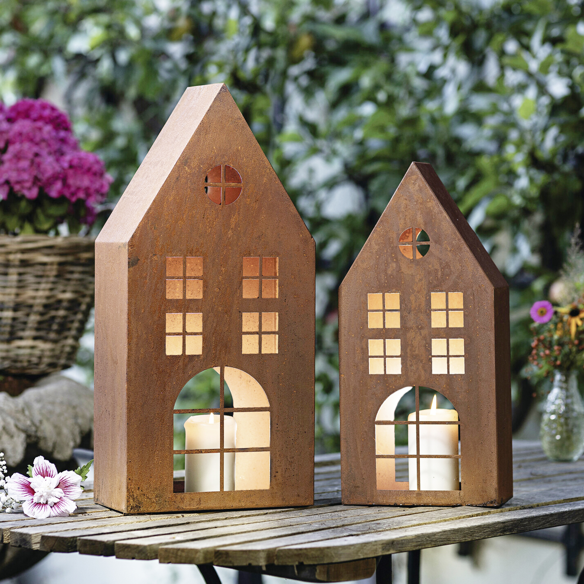 Acheter Lot de 2 maisons "rouille"  dans la boutique en ligne de Frank Flechtwaren