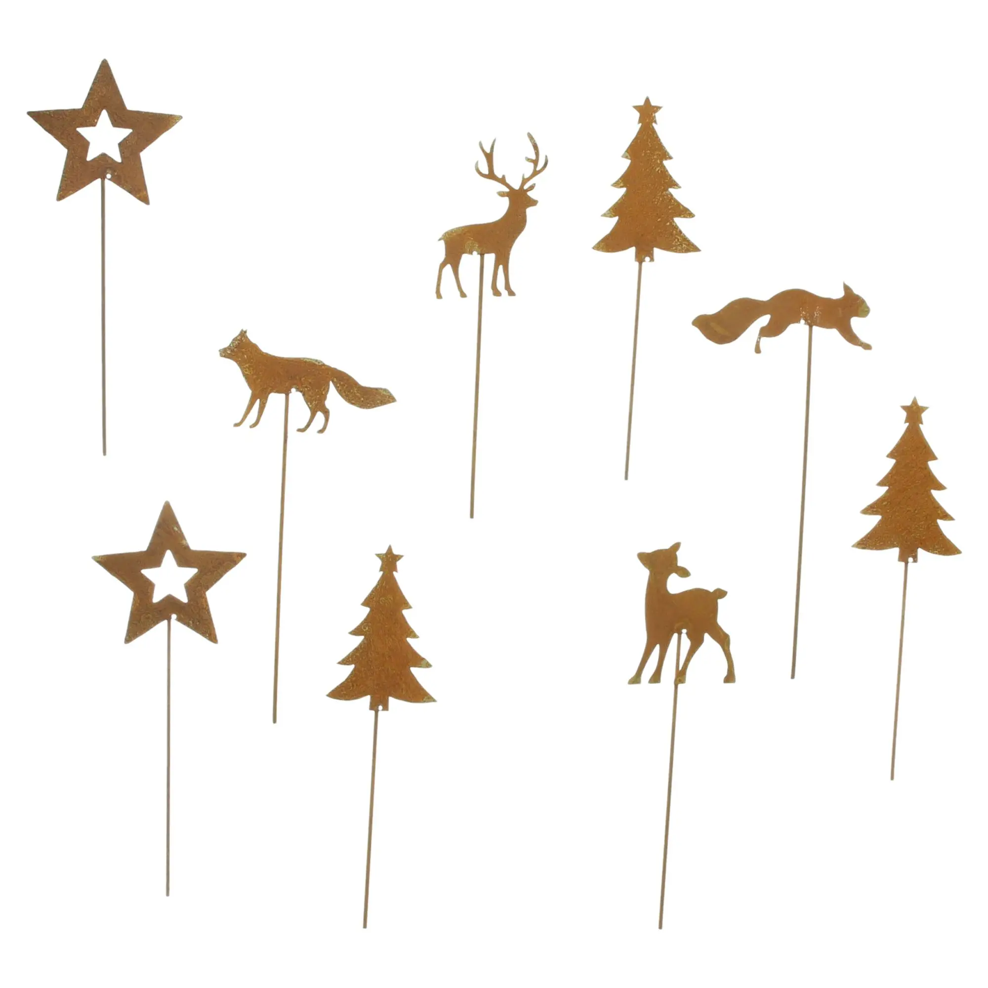 Acheter Lot de 9 pics en métal "forêt de Noël"  dans la boutique en ligne de Frank Flechtwaren pour Accessoires pour couronnes de l’Avent