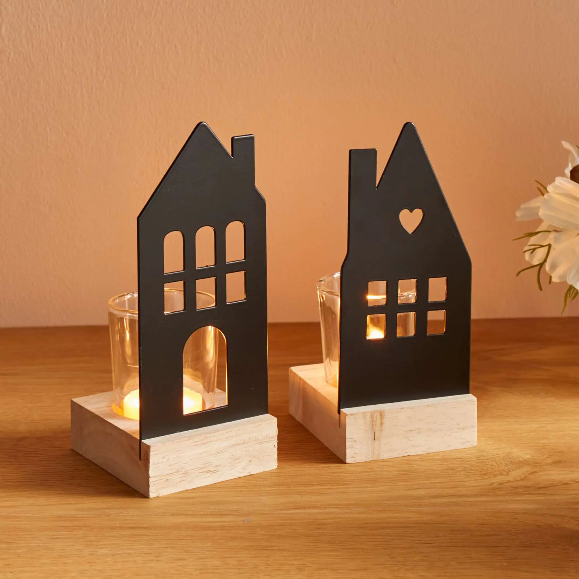 Acheter Lot de 2 photophores "maison"  dans la boutique en ligne de Frank Flechtwaren